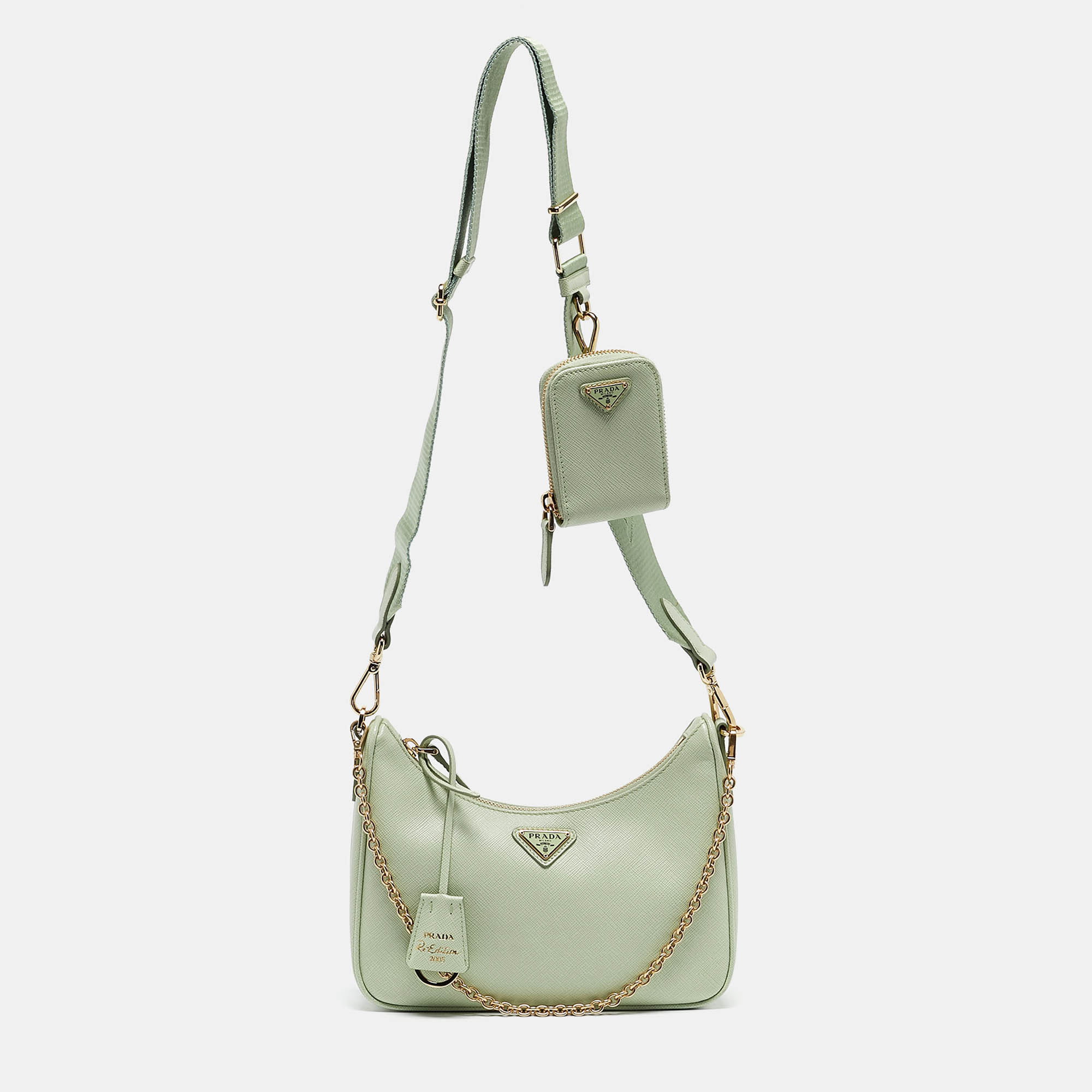 

Prada Light Green Nylon Re-Edition 2005 Baguette Bag