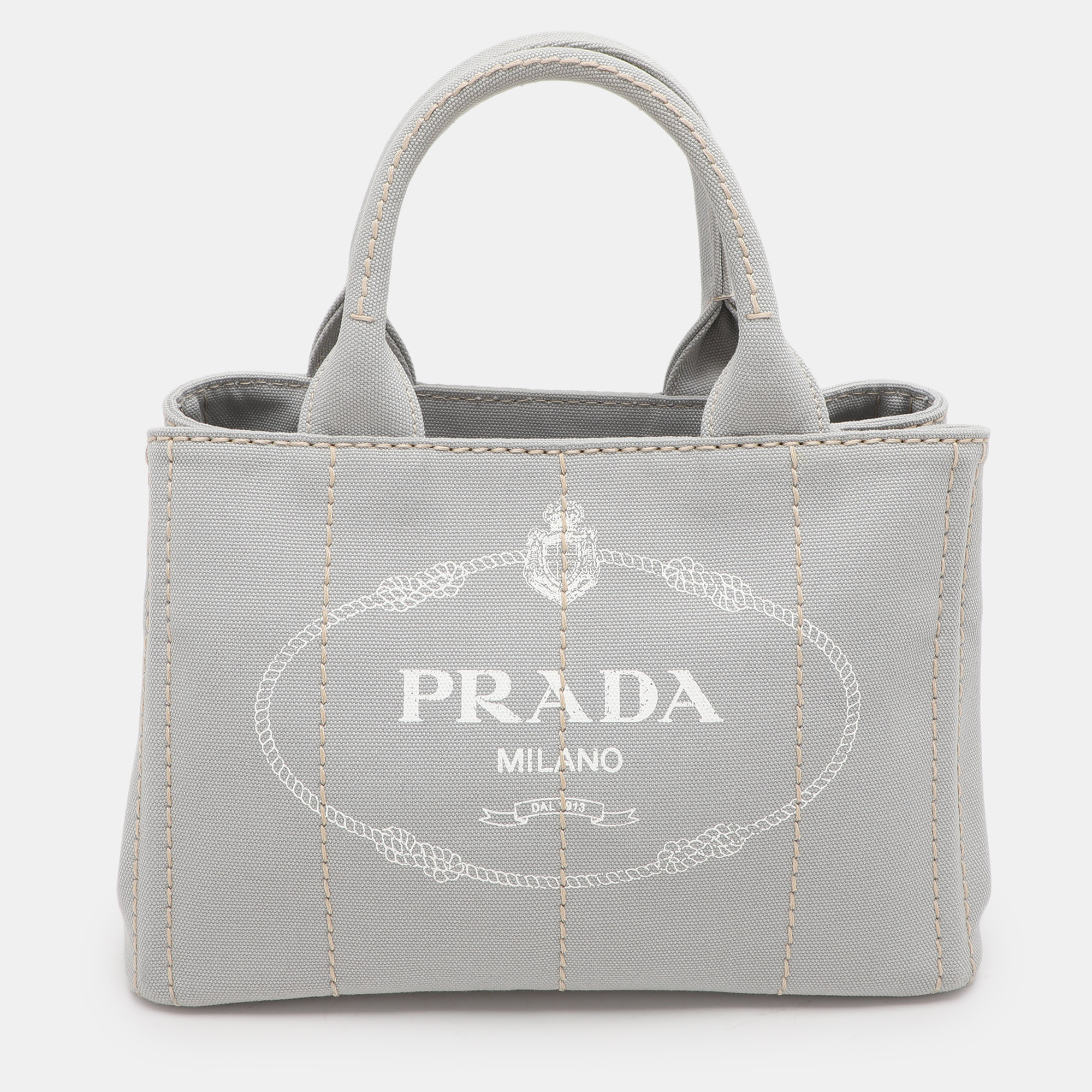 

Prada Grey Canvas Small Canapa Tote