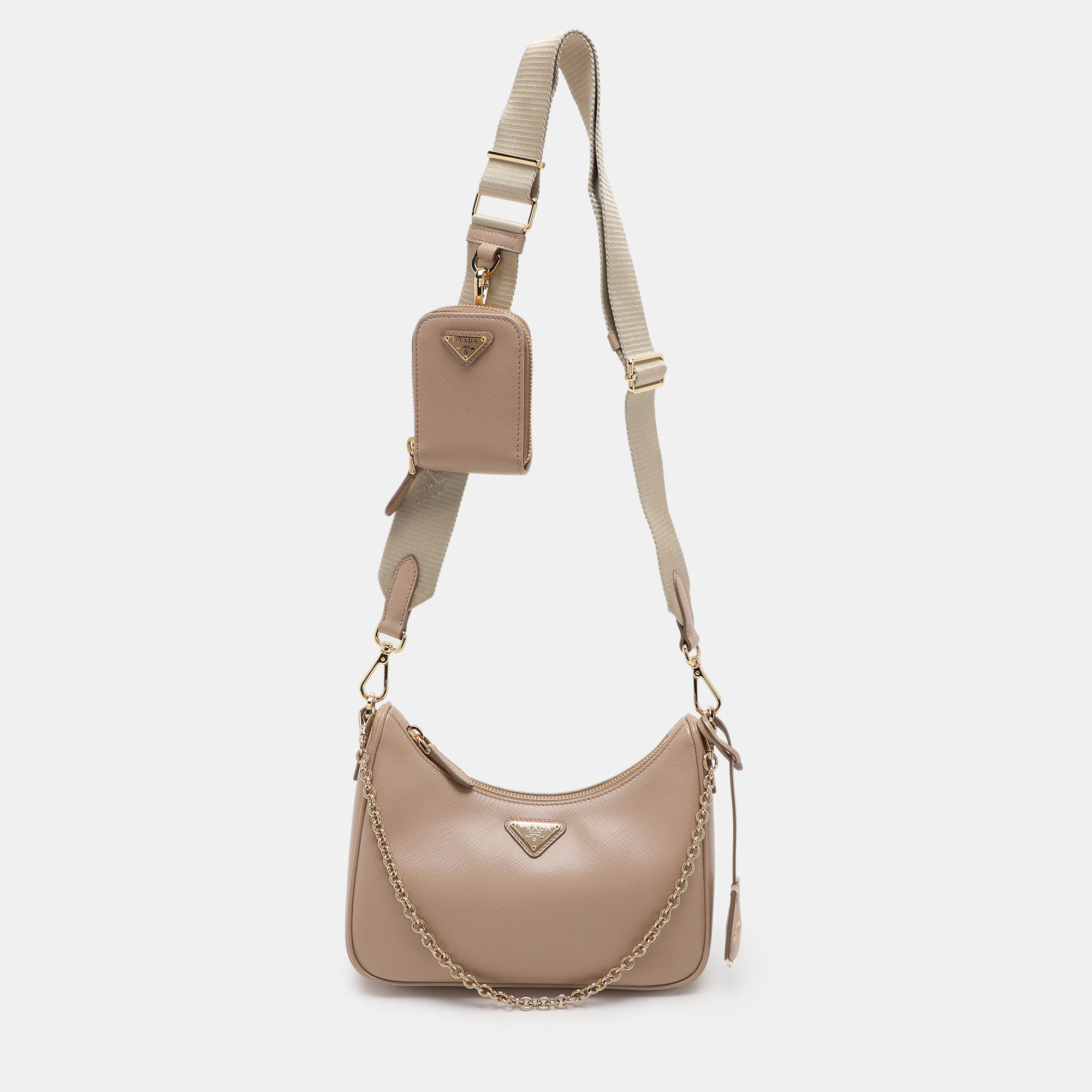 

Prada Beige Saffiano Lux Leather Re-Edition 2005 Shoulder Bag