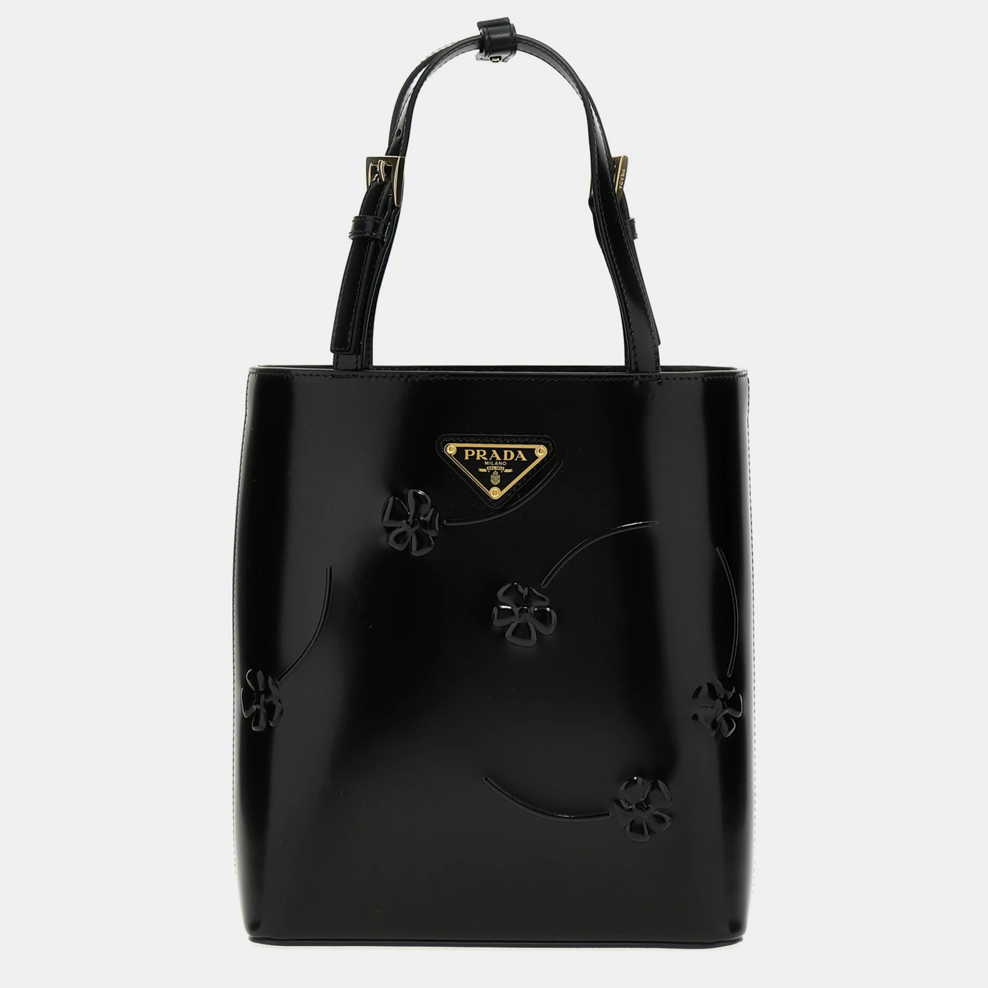 

Prada Black Flower Mini Shopping Bag