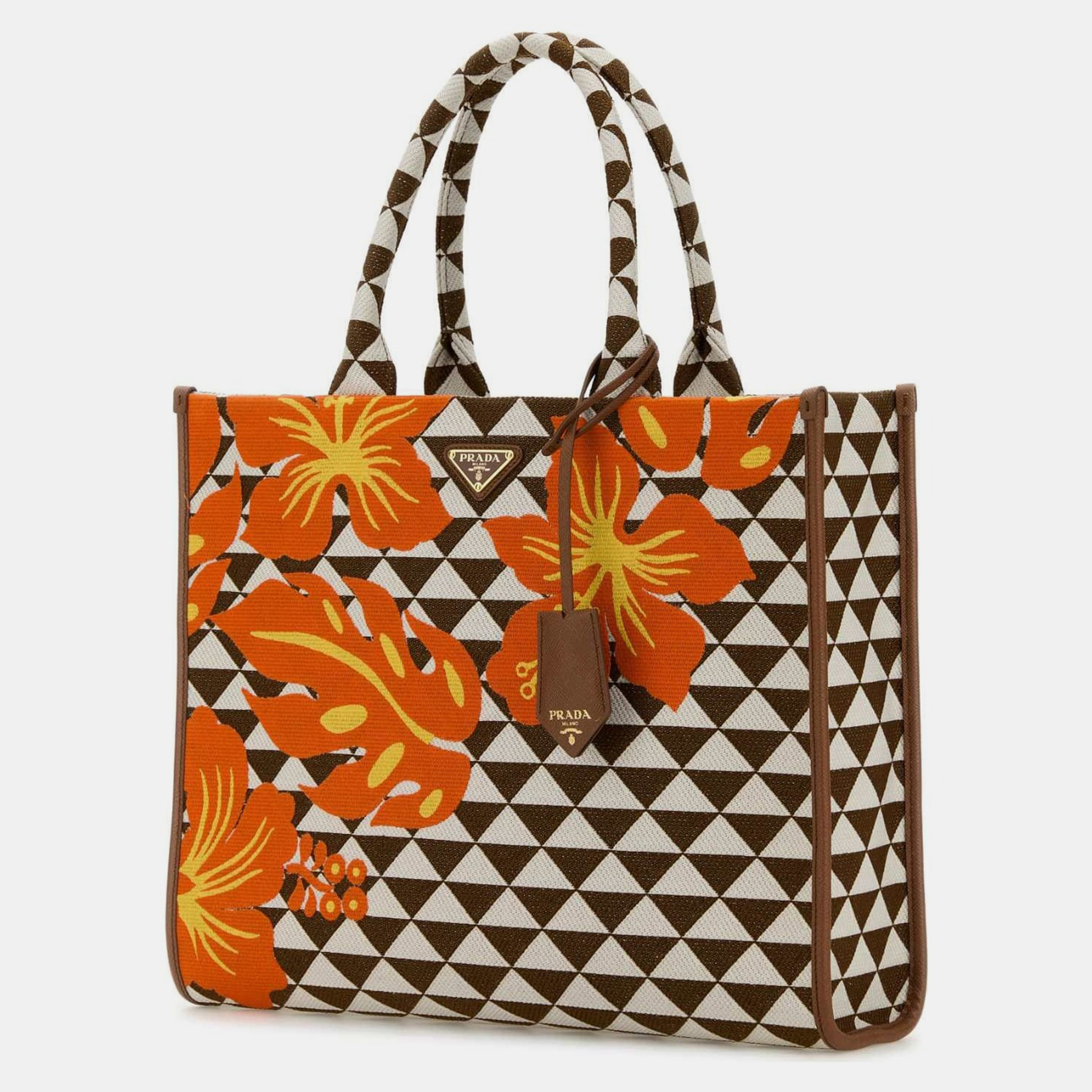 Prada Multicolor Embroidered Fabric Large Symbole Shopping Bag 