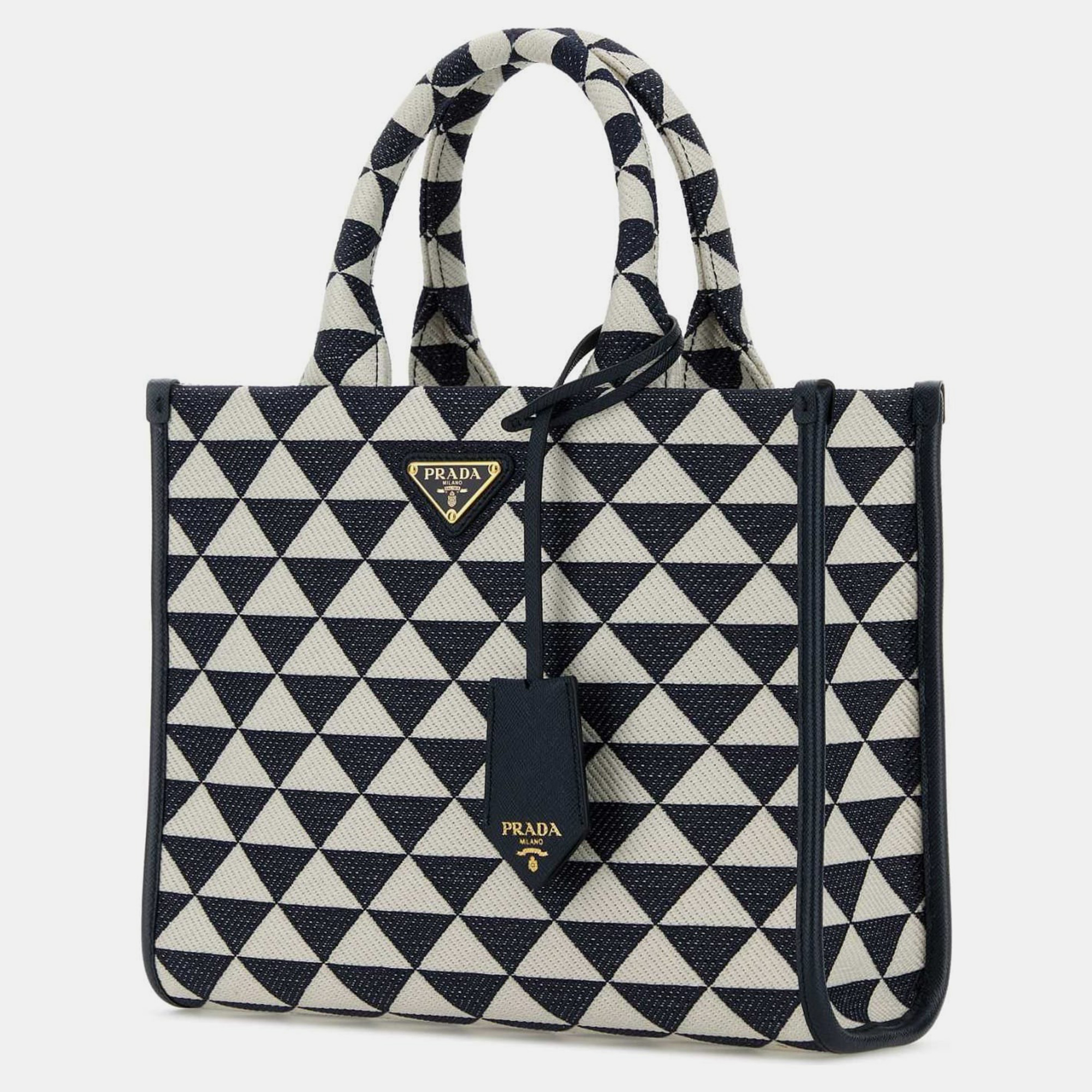Prada  Embroidered Fabric Small Symbole Shopping Bag 