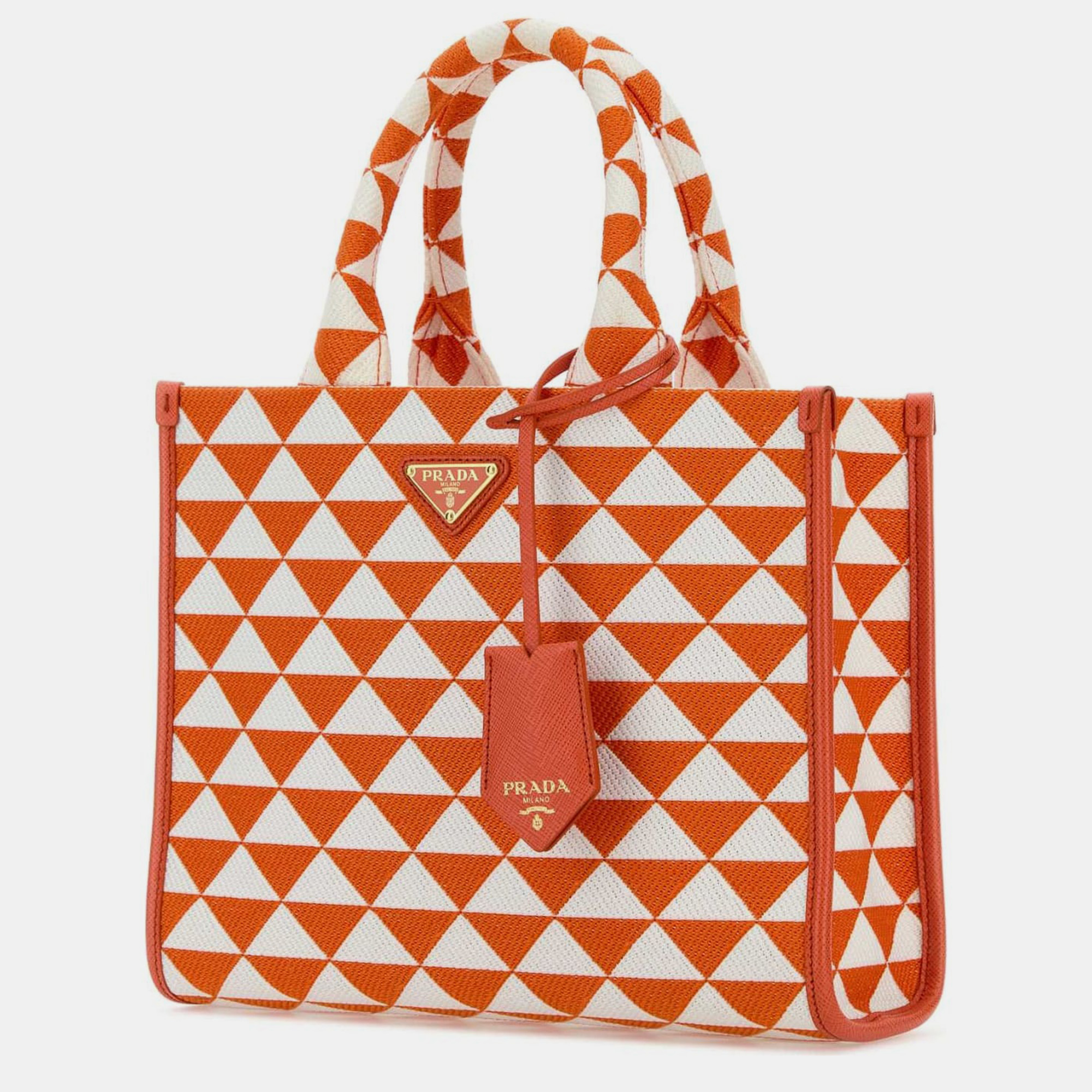 Prada  Embroidered Fabric Small Symbole Shopping Bag 