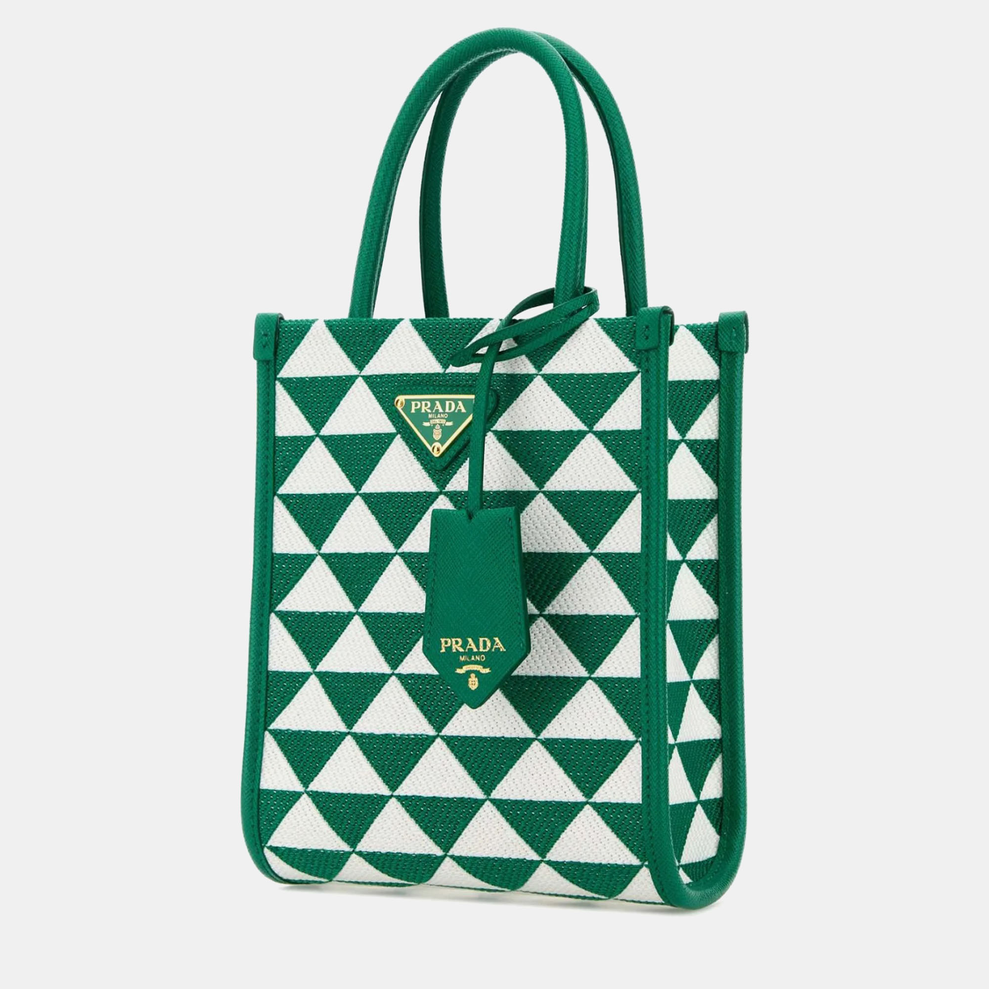 Prada MANGOBIANCO Embroidered Fabric Micro Symbole Handbag 
