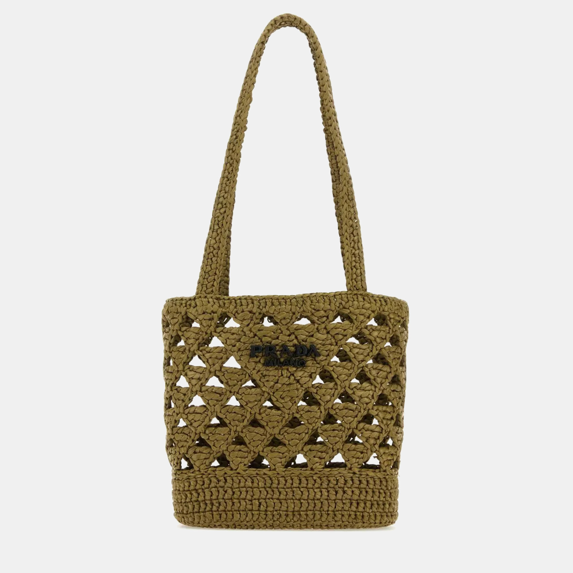 

Prada OLIVA Straw Handbag, Green