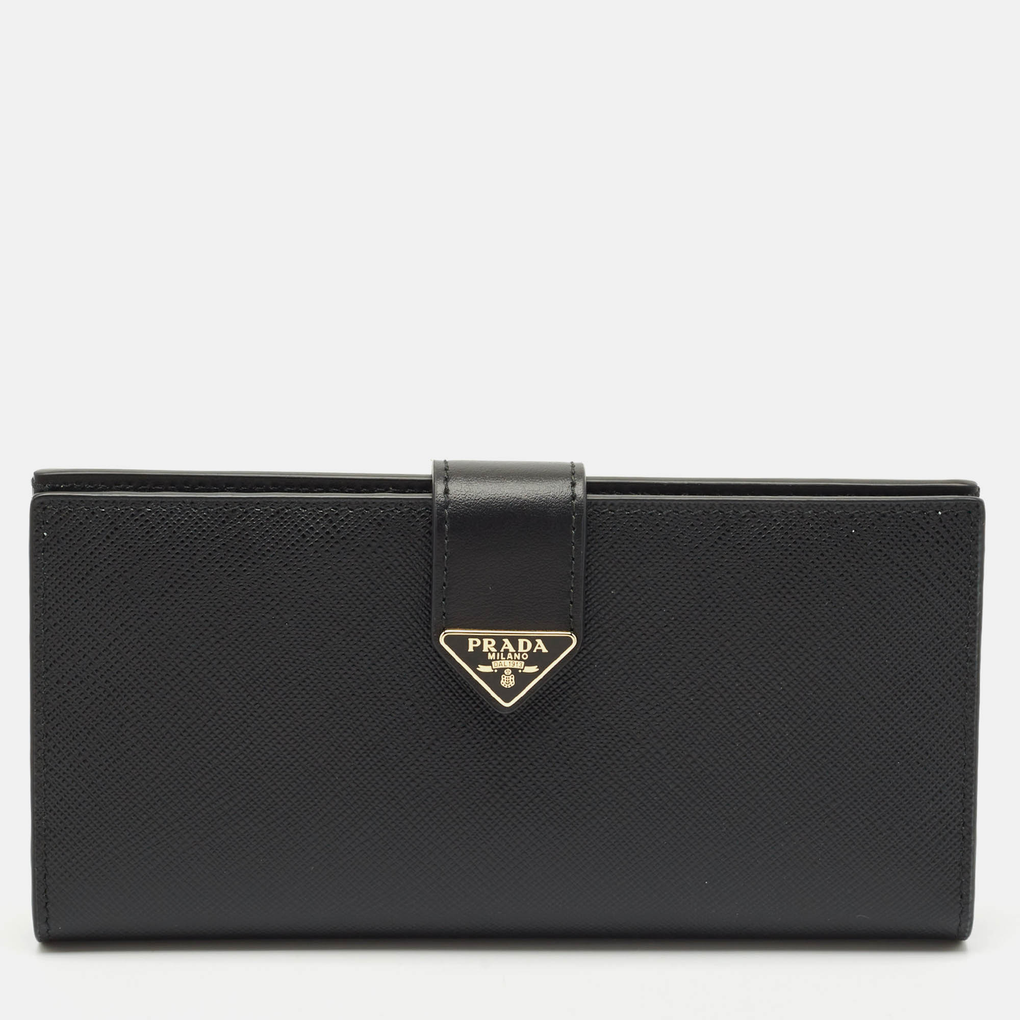 

Prada Black Saffiano Leather Logo Plaque Wallet