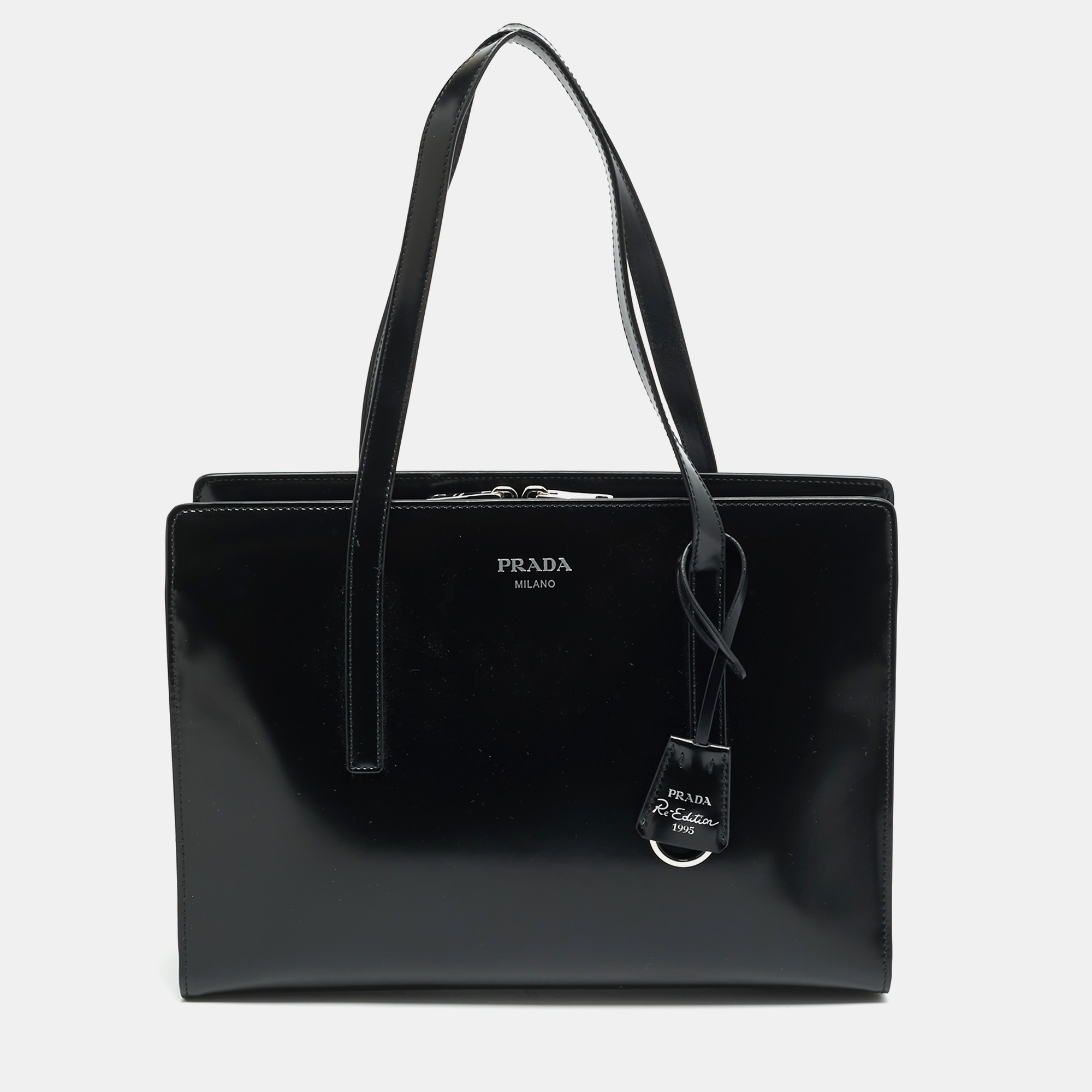 

Prada Re Edition 1995 Black Glossy Leather Tote