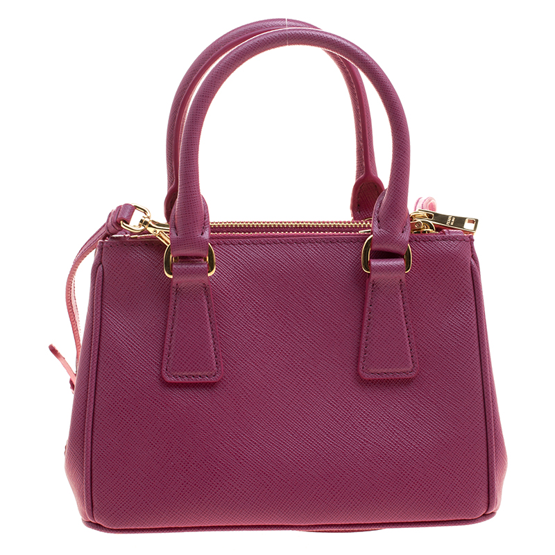 Prada Fuchsia Saffiano Lux Leather Mini Double Zip Shoulder Bag Prada | TLC