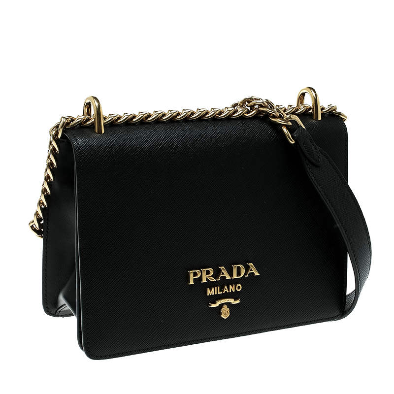 Prada Black Saffiano Soft Cahier Leather Flap Crossbody Bag Prada | TLC