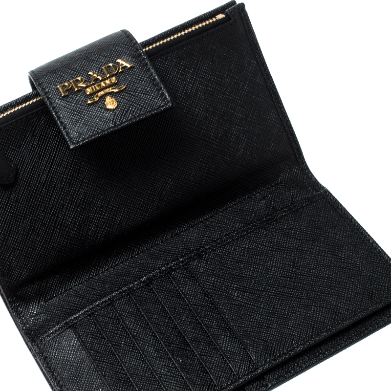 

Prada Black Saffiano Metal Leather Continental Wallet