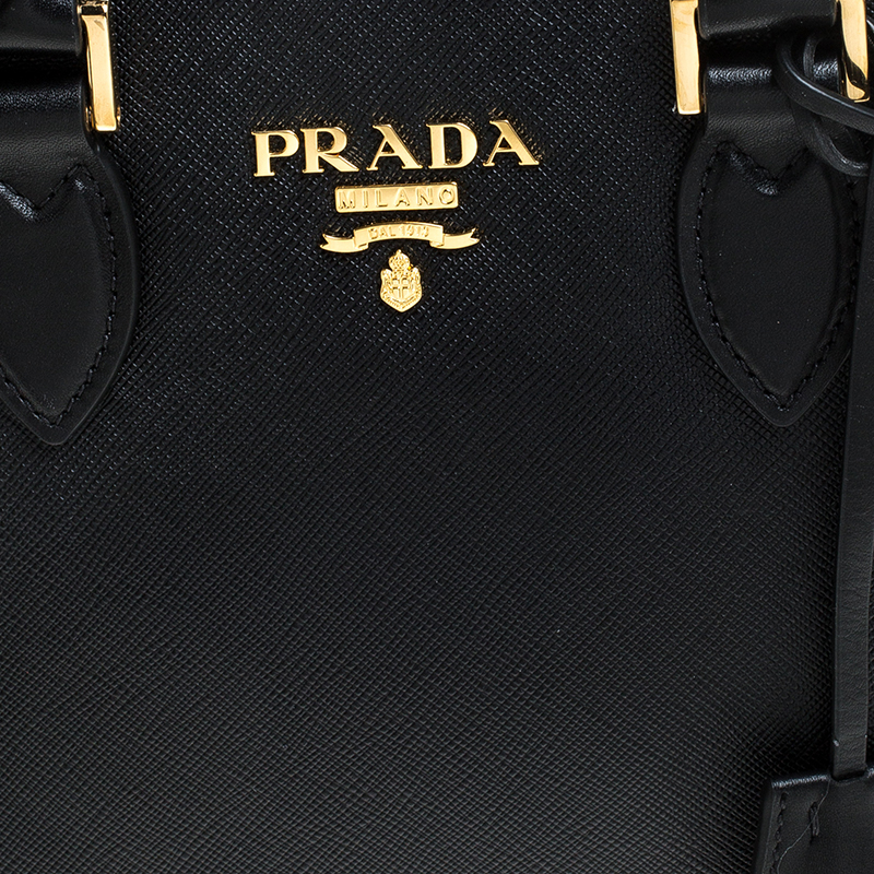 New Prada Saffiano Borsa Black Leather Shoulder Tote Handbag 1BA113
