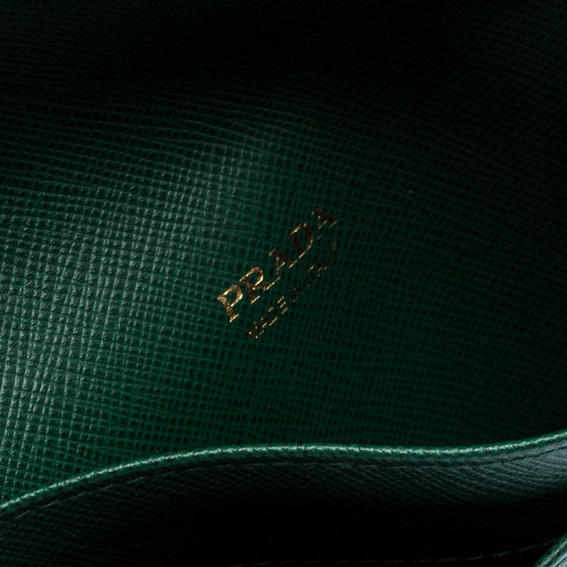 

Prada Green Saffiano Leather Flap Wallet