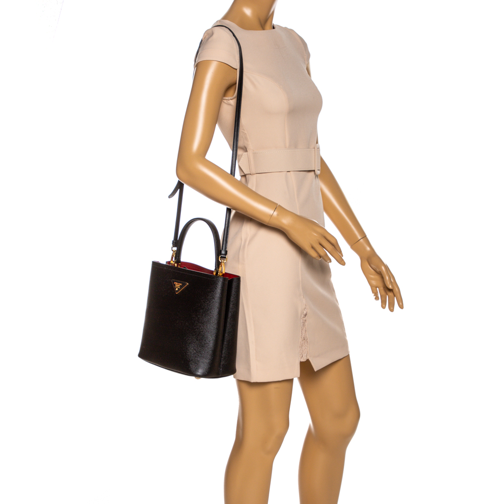 

Prada Black Saffiano Leather Medium Panier Top Handle Bag