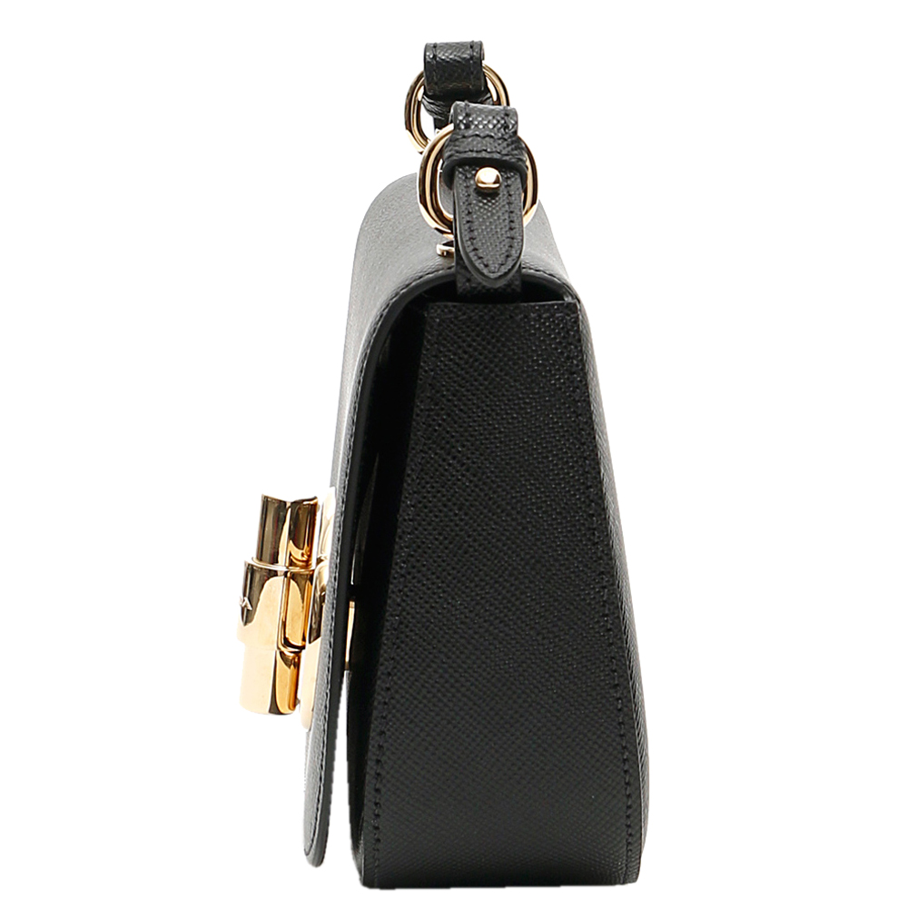 

Prada Black Leather Lock Shoulder Bag