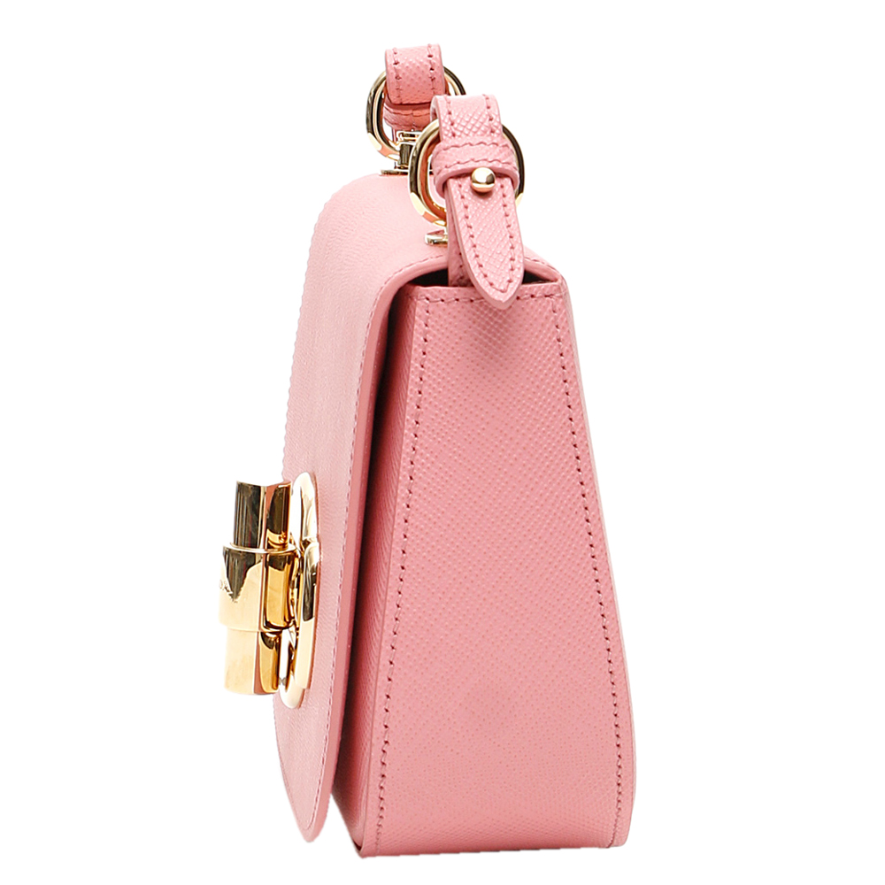 

Prada Pink Leather Lock Shoulder Bag