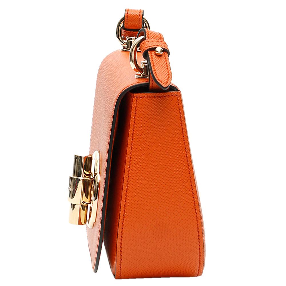 

Prada Orange Leather Lock Shoulder Bag