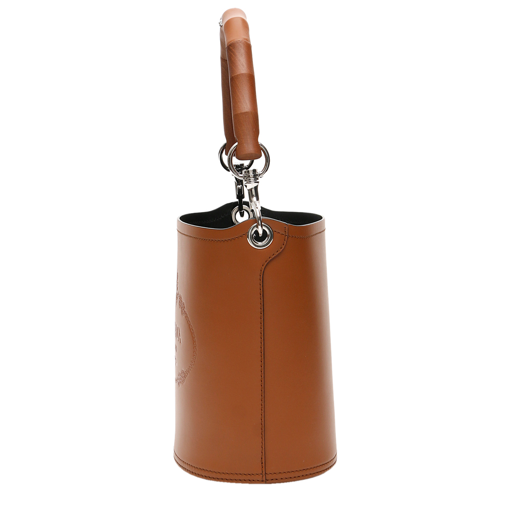 

Prada Brown Leather Savoia Logo Bucket Bag