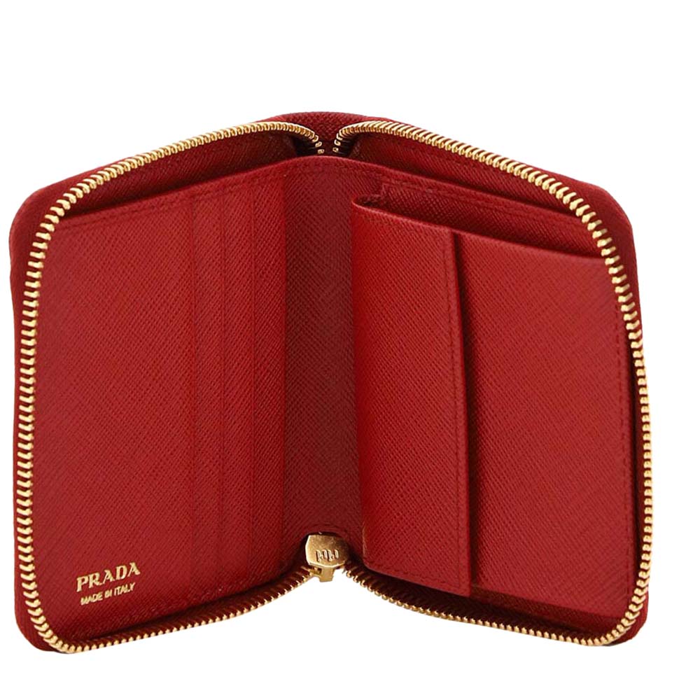 

Prada Red Leather Zip-Around Small Wallet