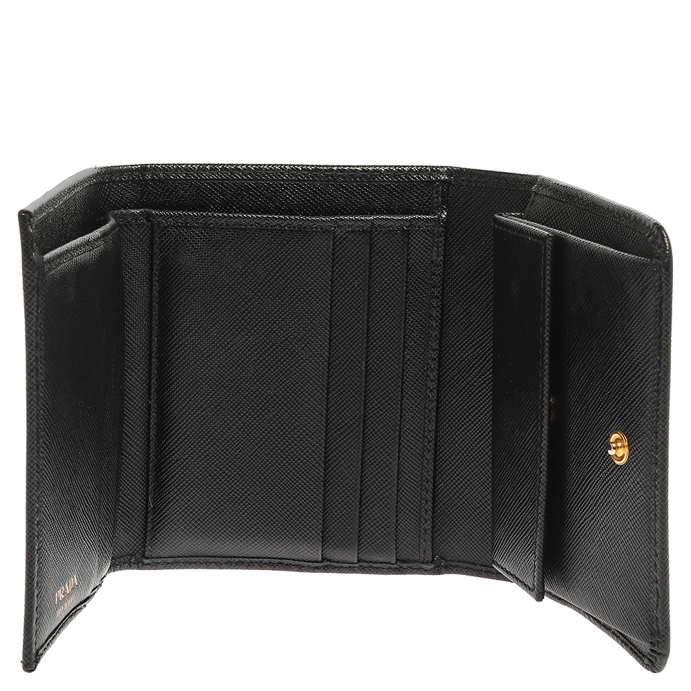 

Prada Black Saffiano Lux Leather Compact Wallet