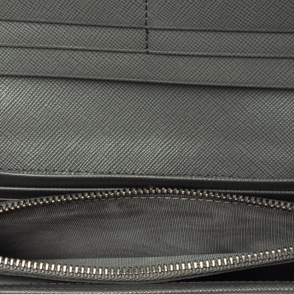 

Prada Grey Saffiano Lux Leather Bow Continental Wallet