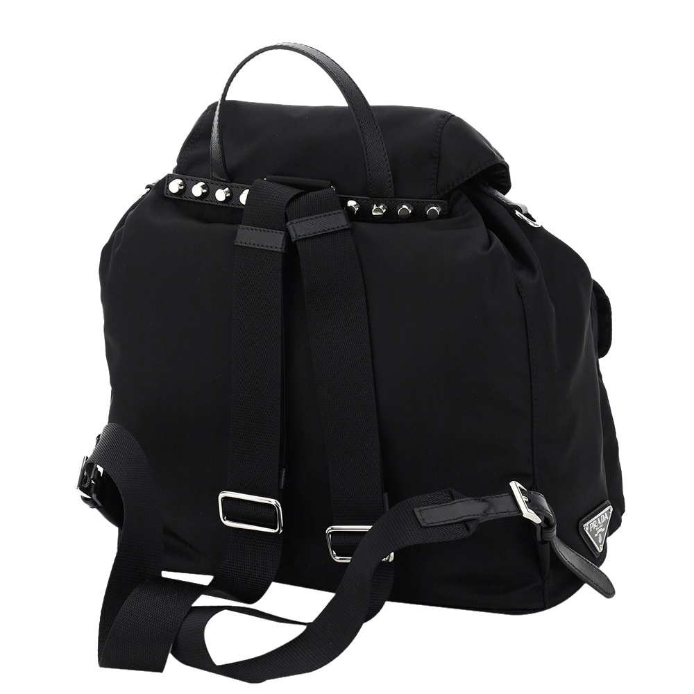 

Prada Black New Vela Studded Backpack