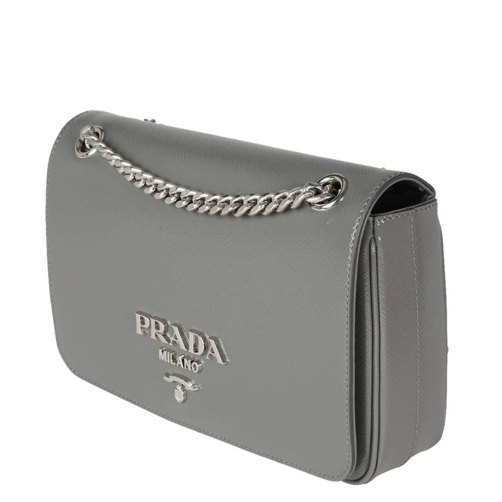 

Prada Marmo Saffiano Leather Vernice Pattina Crossbody Bag, Grey