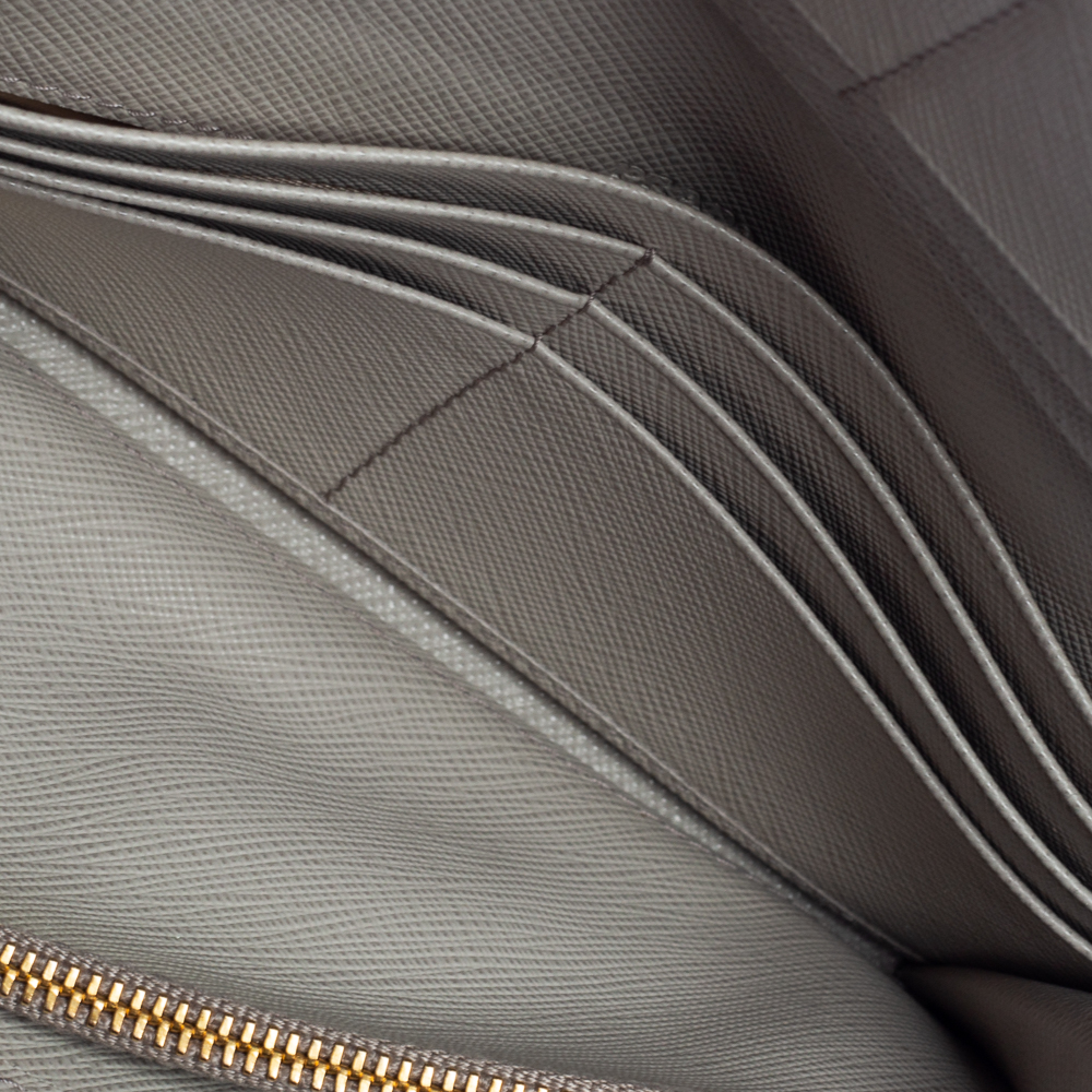 

Prada Grey Saffiano Leather Flap Continental Wallet