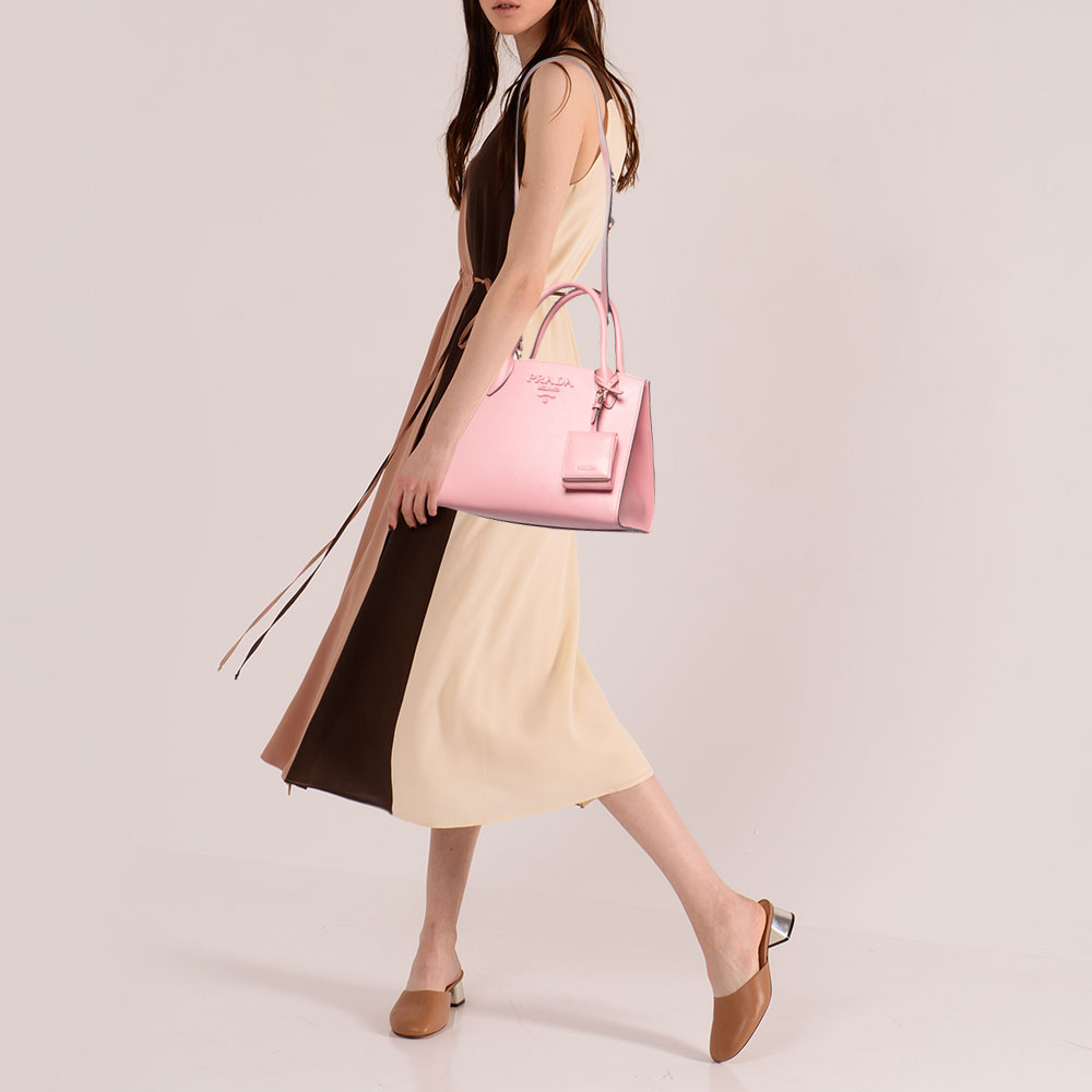 

Prada Pink Saffiano Cuir Leather  Monochrome Tote