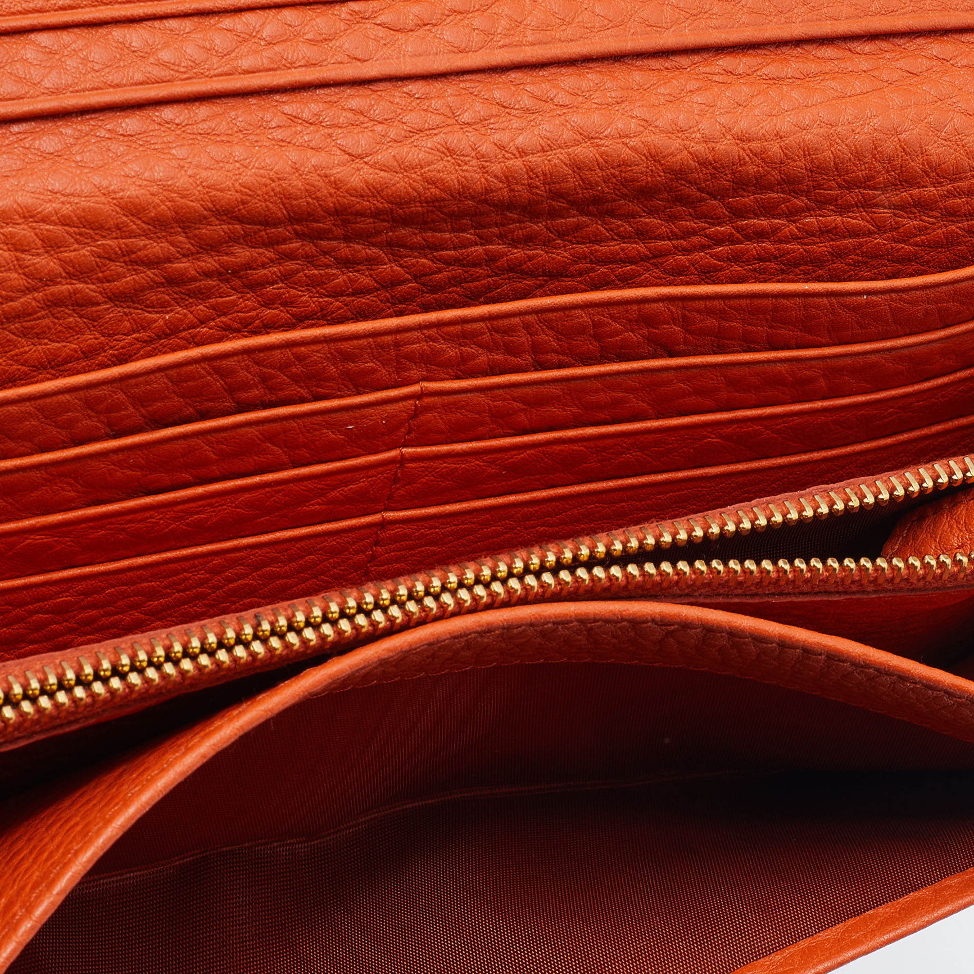 

Prada Orange Vitello Daino Leather Flap Continental Wallet