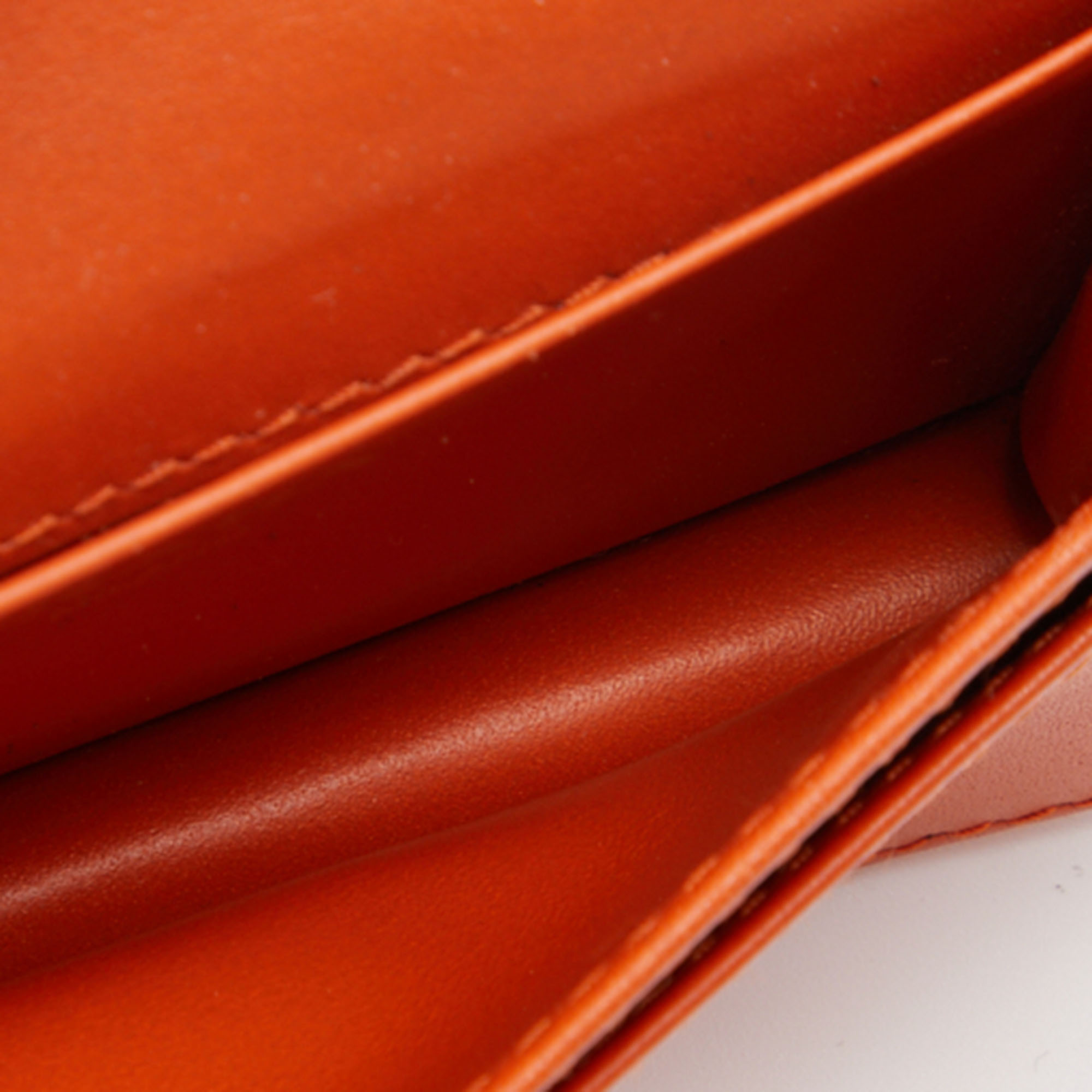 

Prada Orange Leather Flap Card Holder