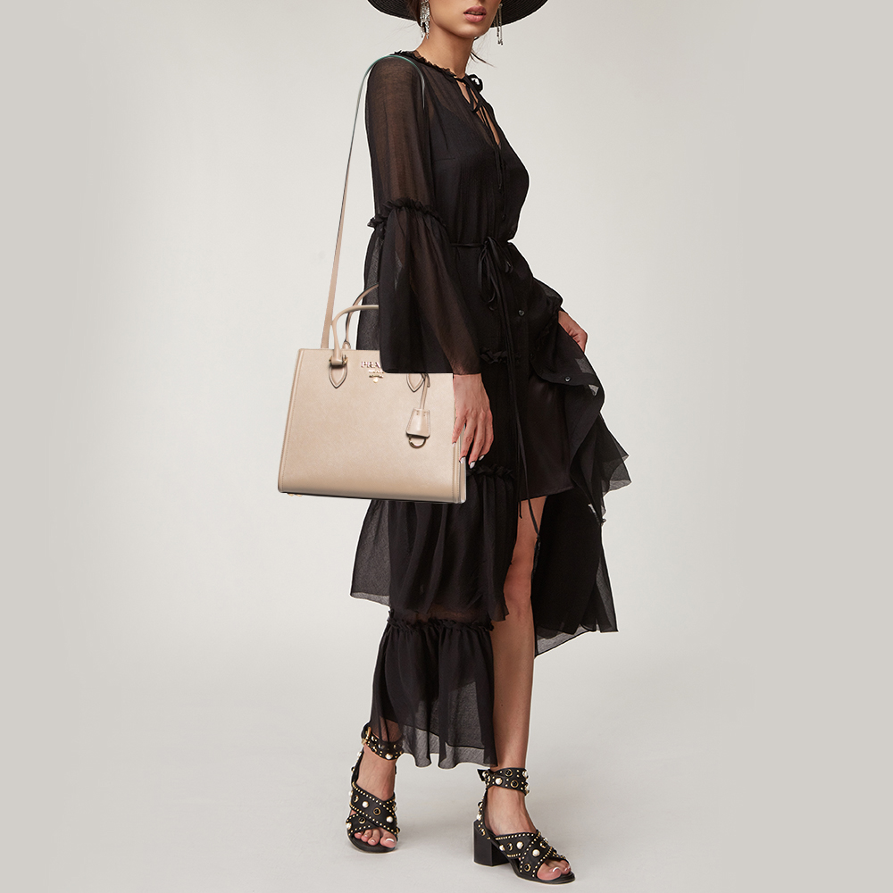 

Prada Beige Leather Top Handle Bag