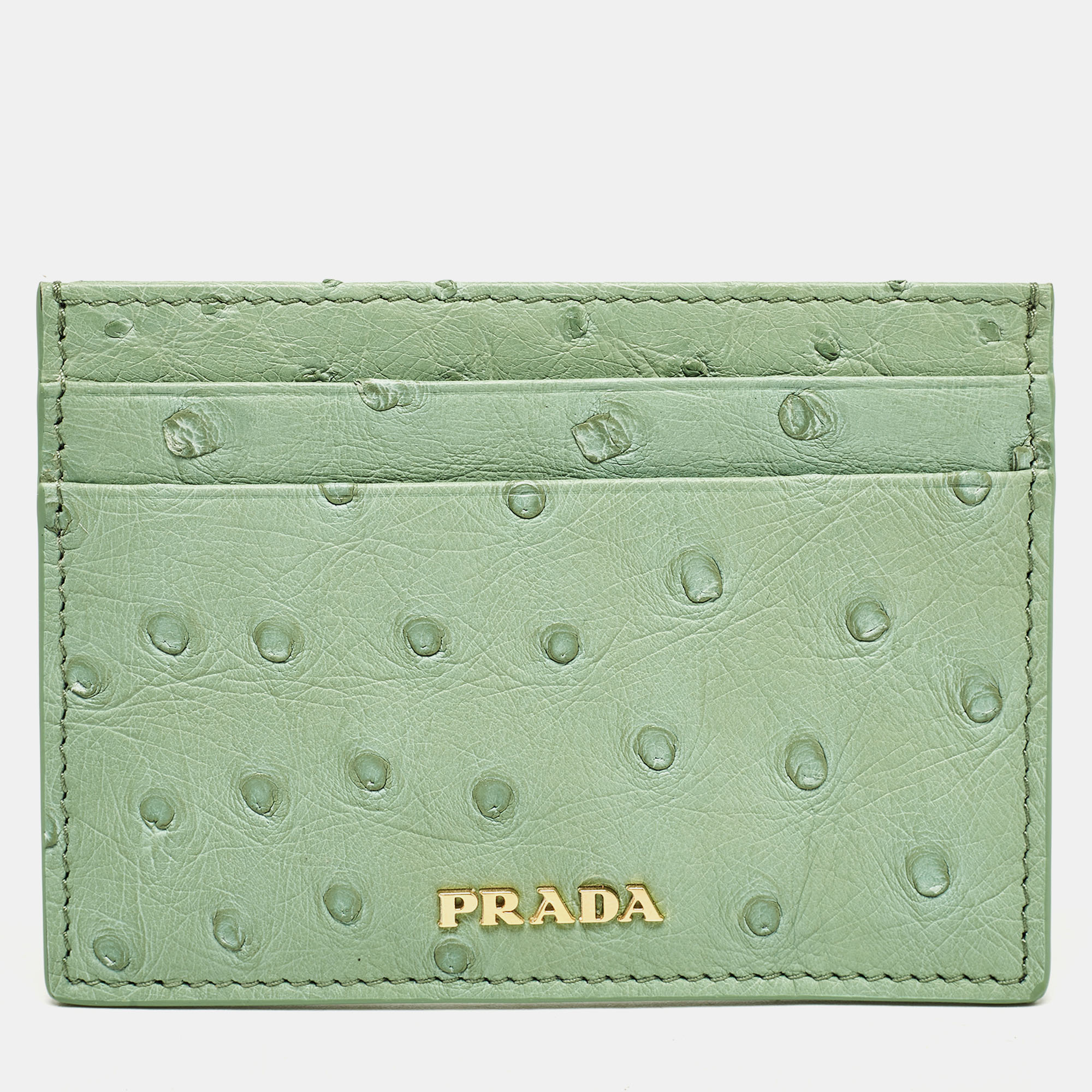 

Prada Aqua Green Ostrich Card Holder