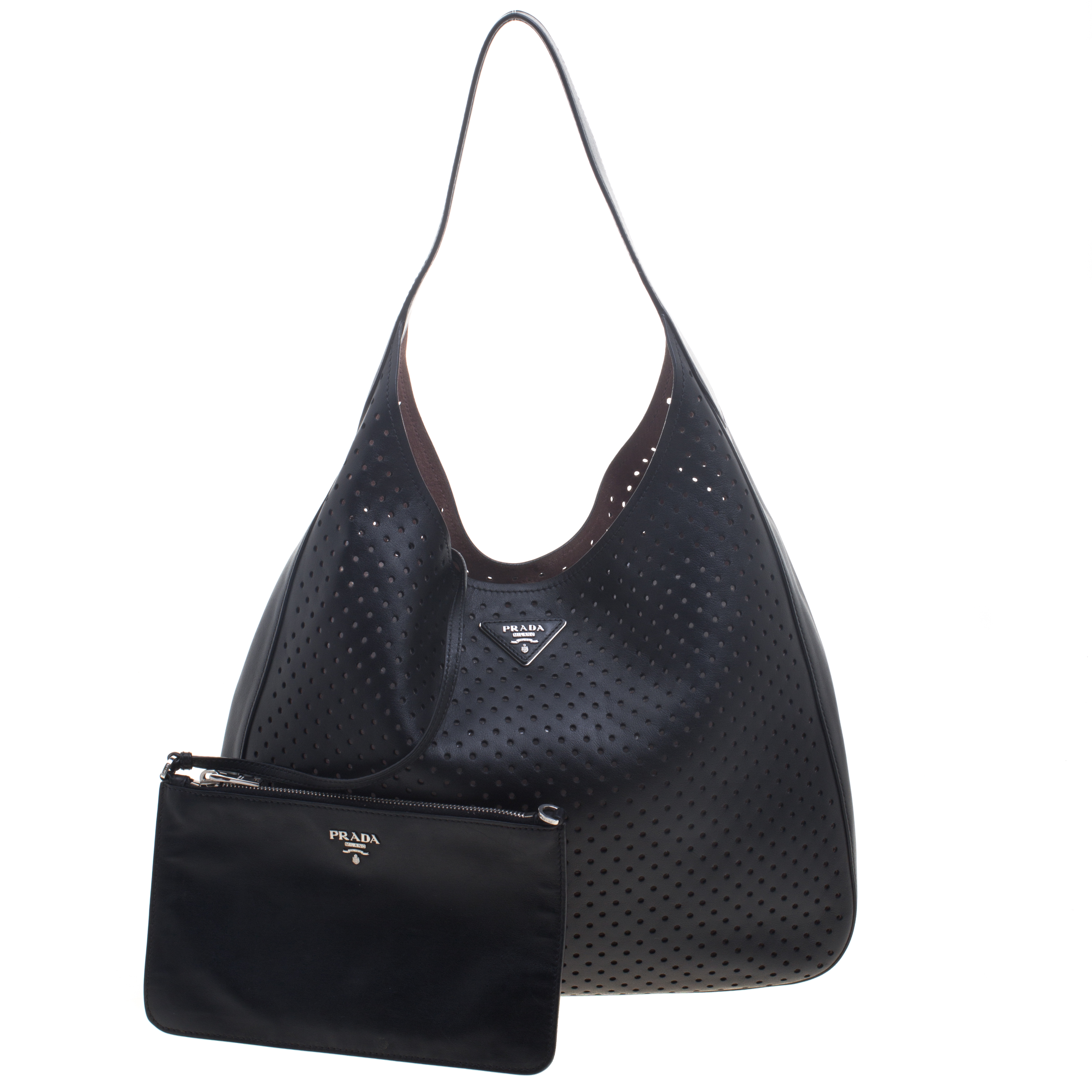Pre Owned Prada Black City Fori Leather Hobo