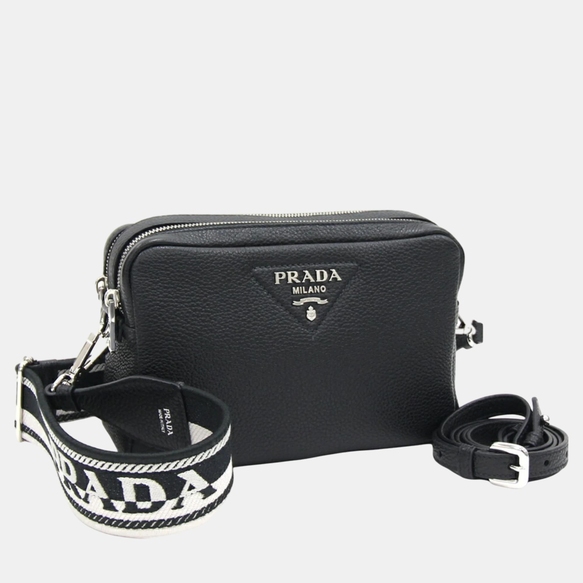Pre-owned Prada Black Leather Flou Shoulder Bag