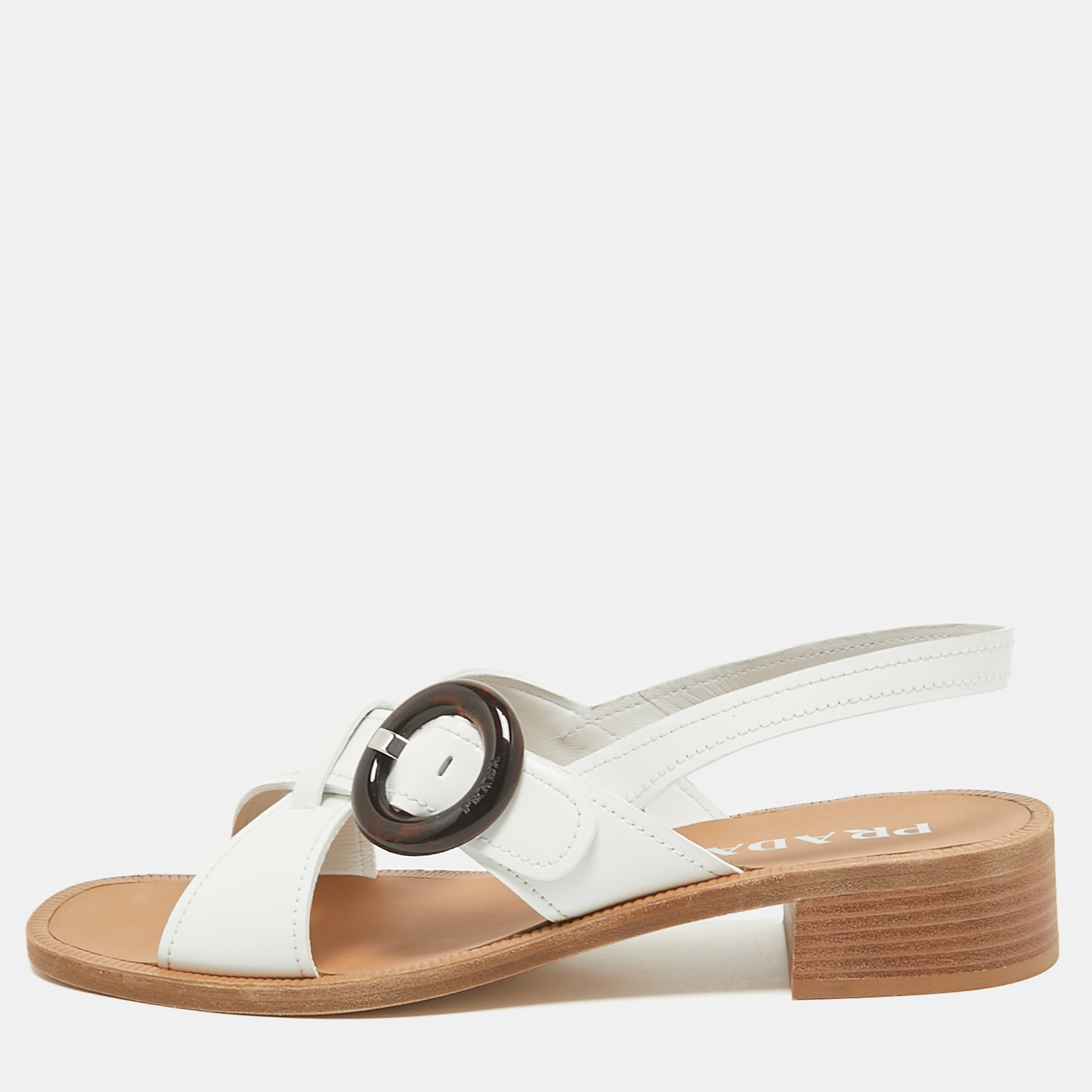 

Prada White Patent Leather Slingback Sandals