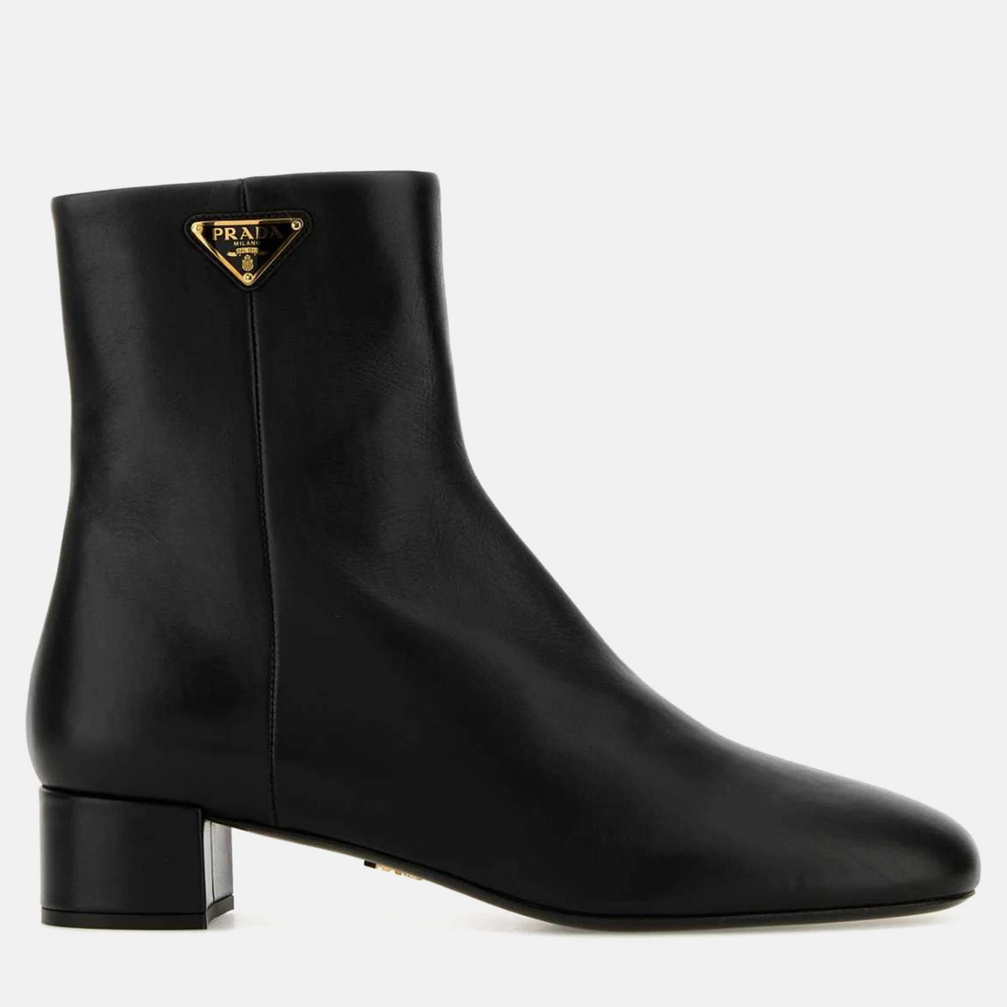 

Prada Black Leather Ankle Boot