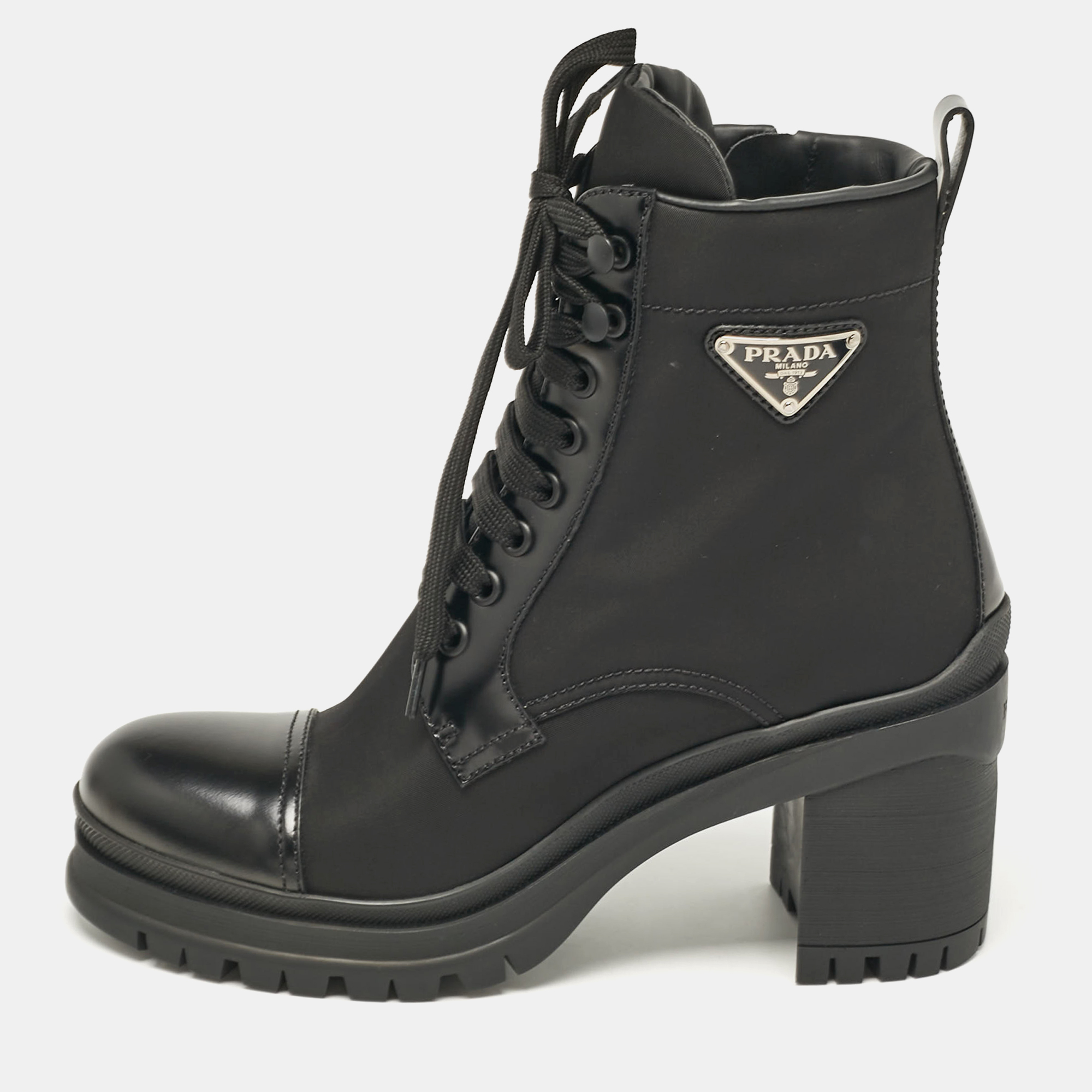 

Prada Black Leather and Nylon Combat Boots Size