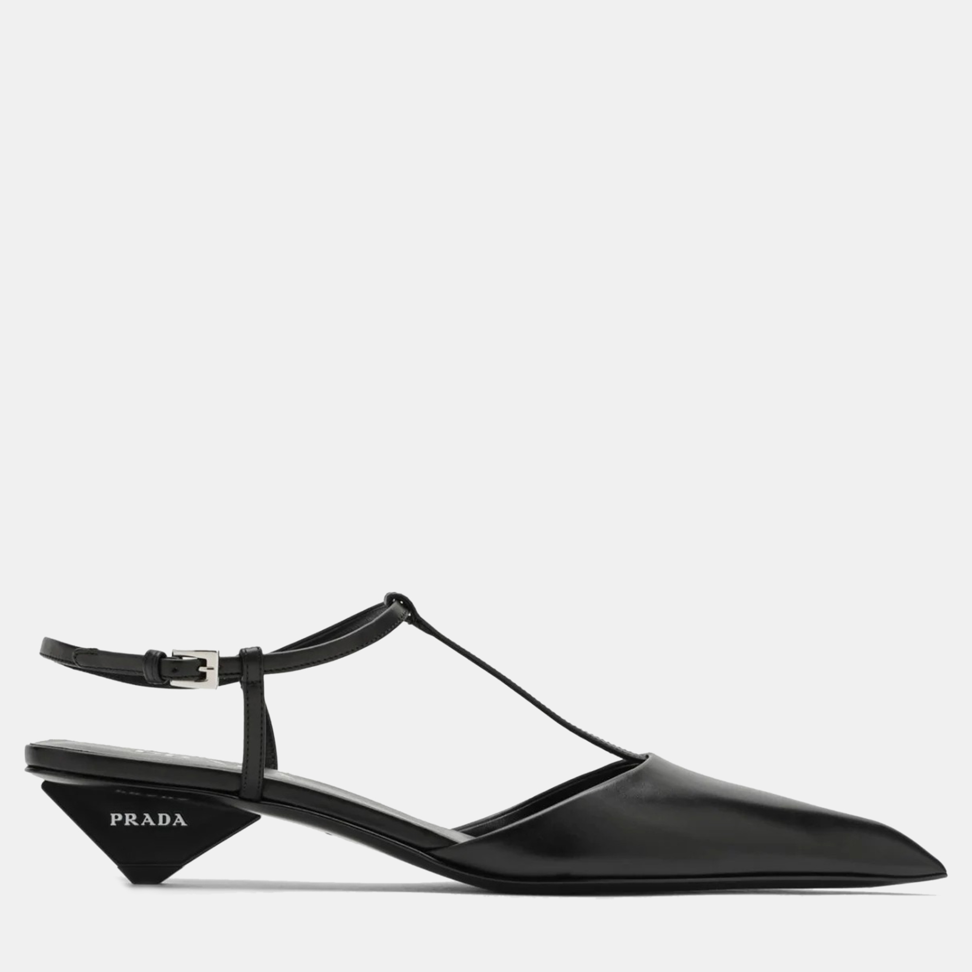 

Prada Black Leather Pointed Toe Slingback Pumps EU