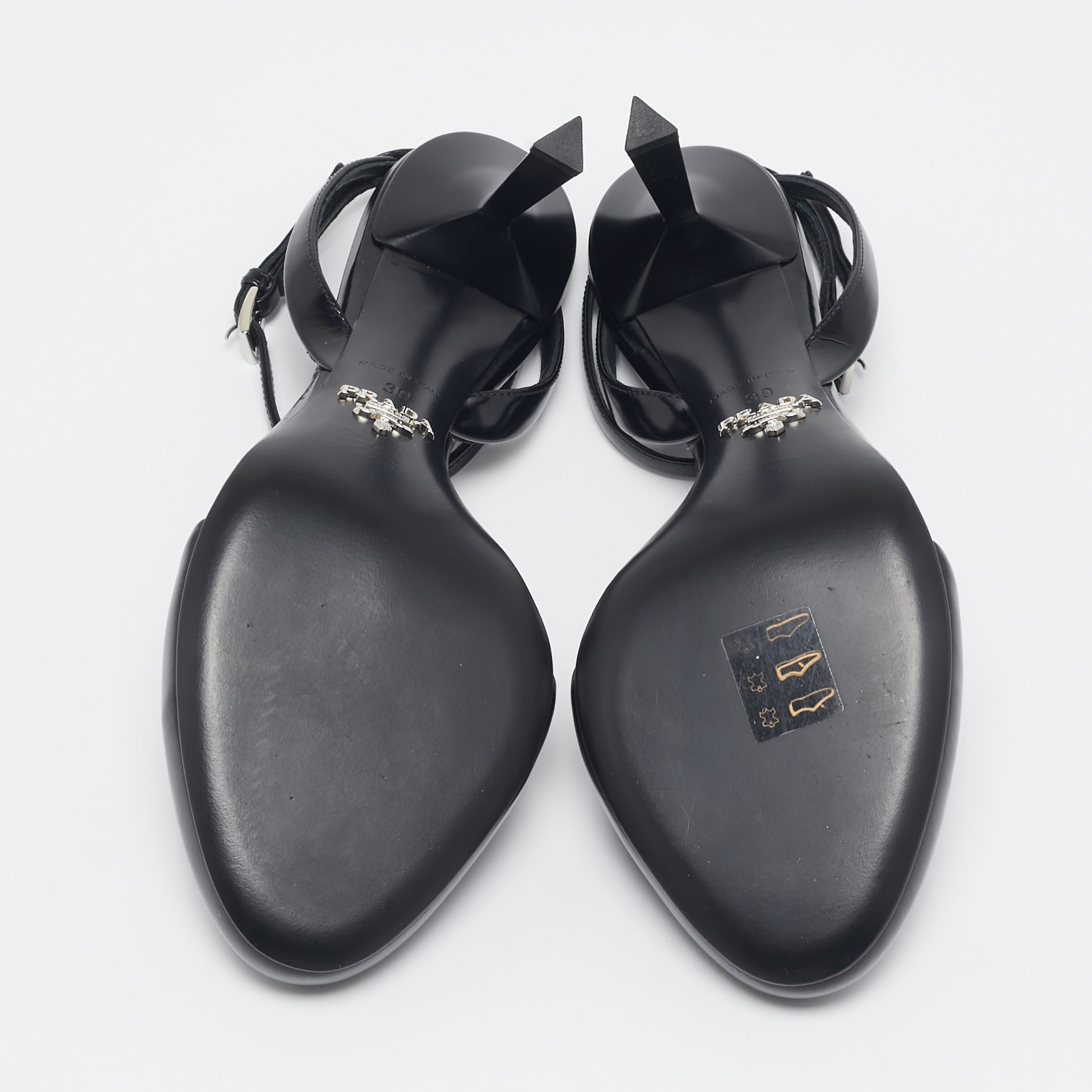 Prada Black Leather Ankle Strap Sandals Size 39 