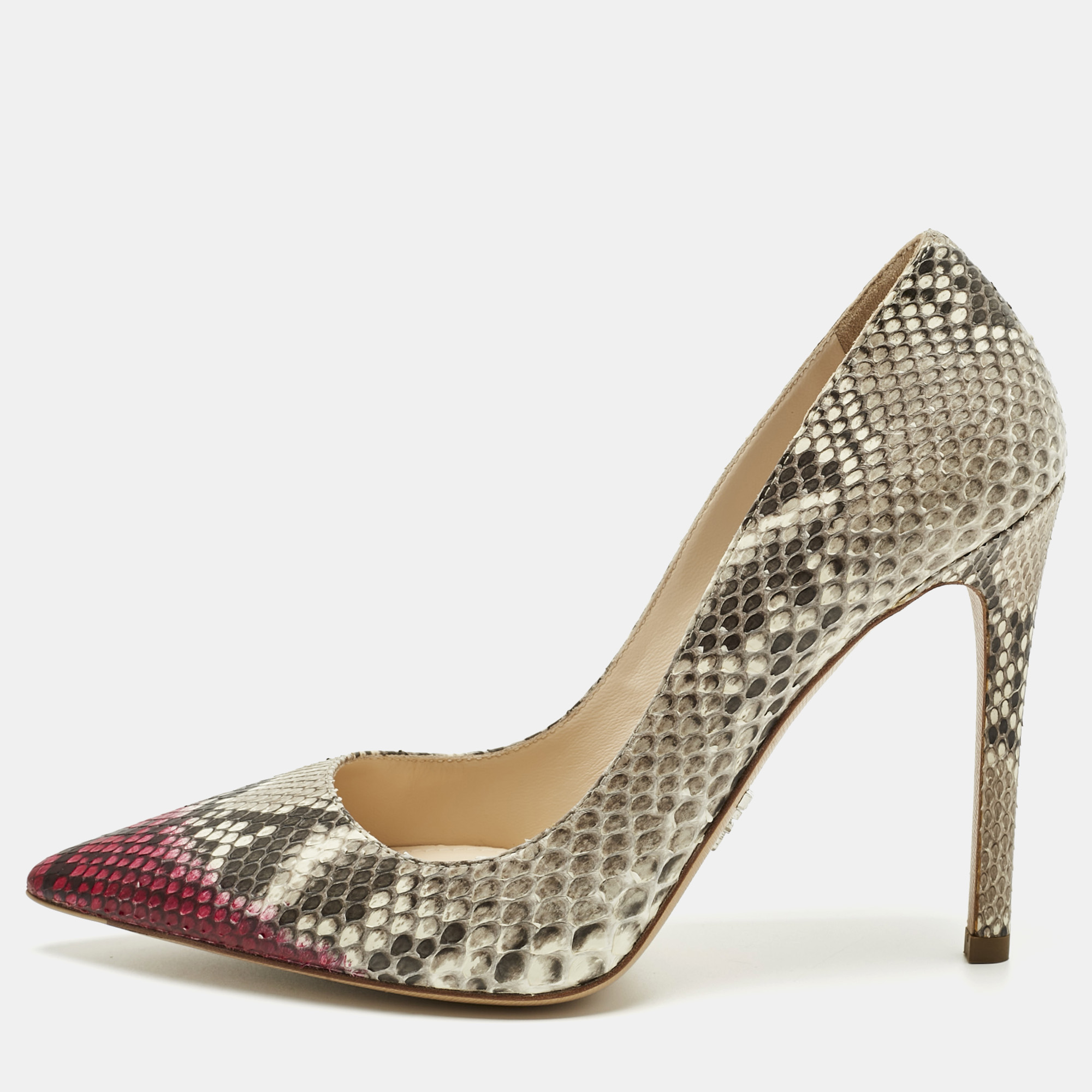 Pre-owned Prada Multicolor Python Leather Pointed Toe Pumps Size 36