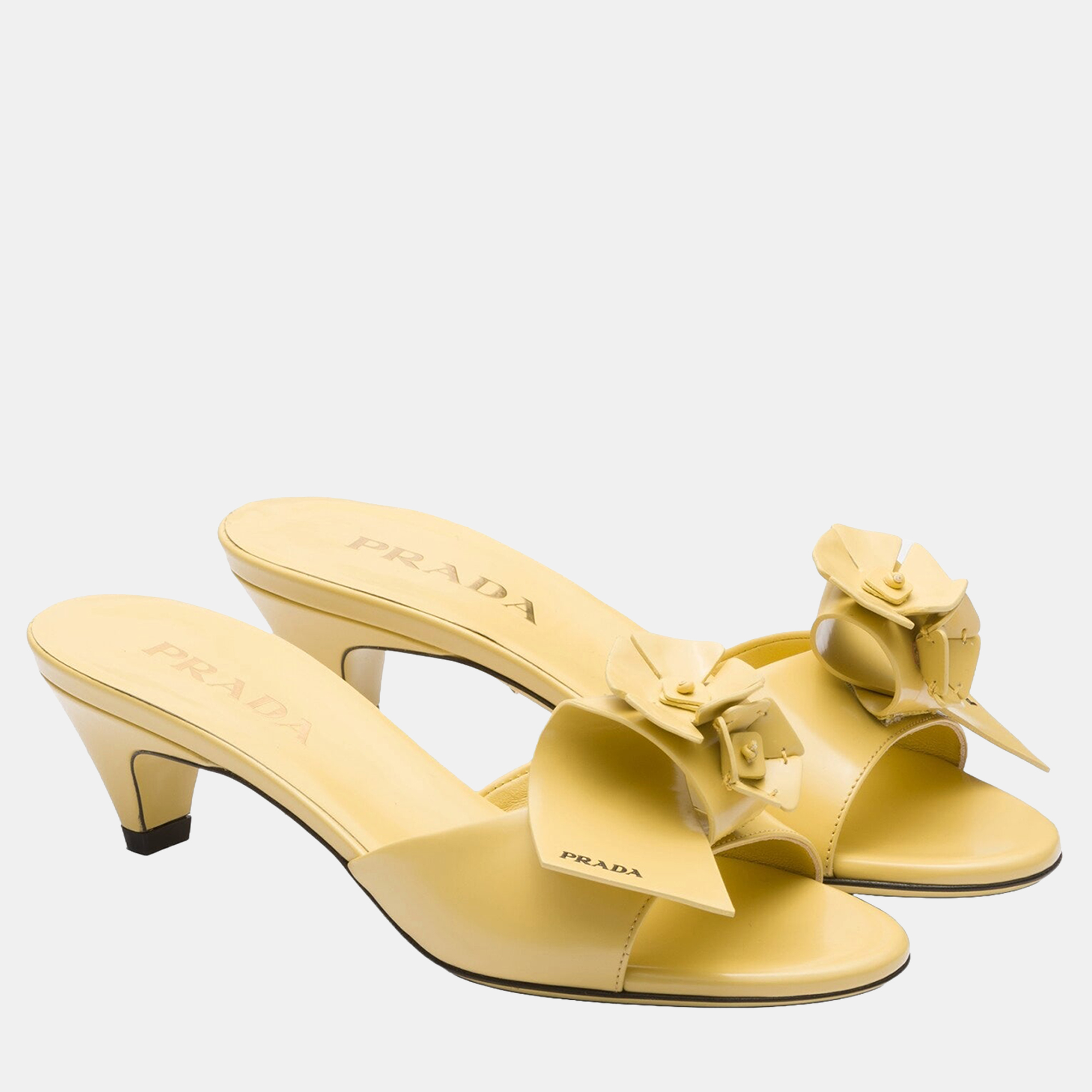 

Prada Brushed Leather Sandals, Yellow