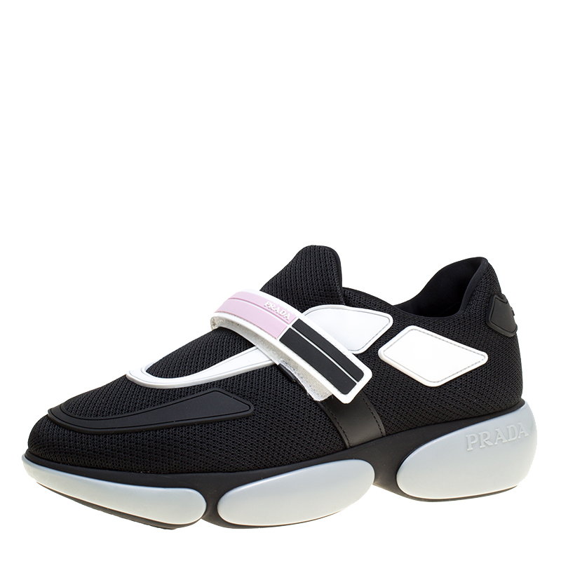 Pre Owned Prada Monochrome Mesh Cloudbust Low Top Sneakers Size 36