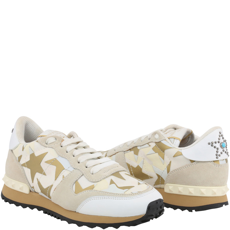 

Valentino Multicolor Suede and Fabric Starstudded Sneakers Size