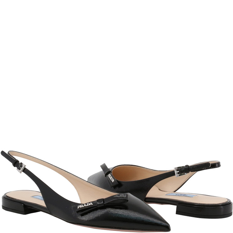 

Prada Black Patent Leather Slingback Ballet Flats Size