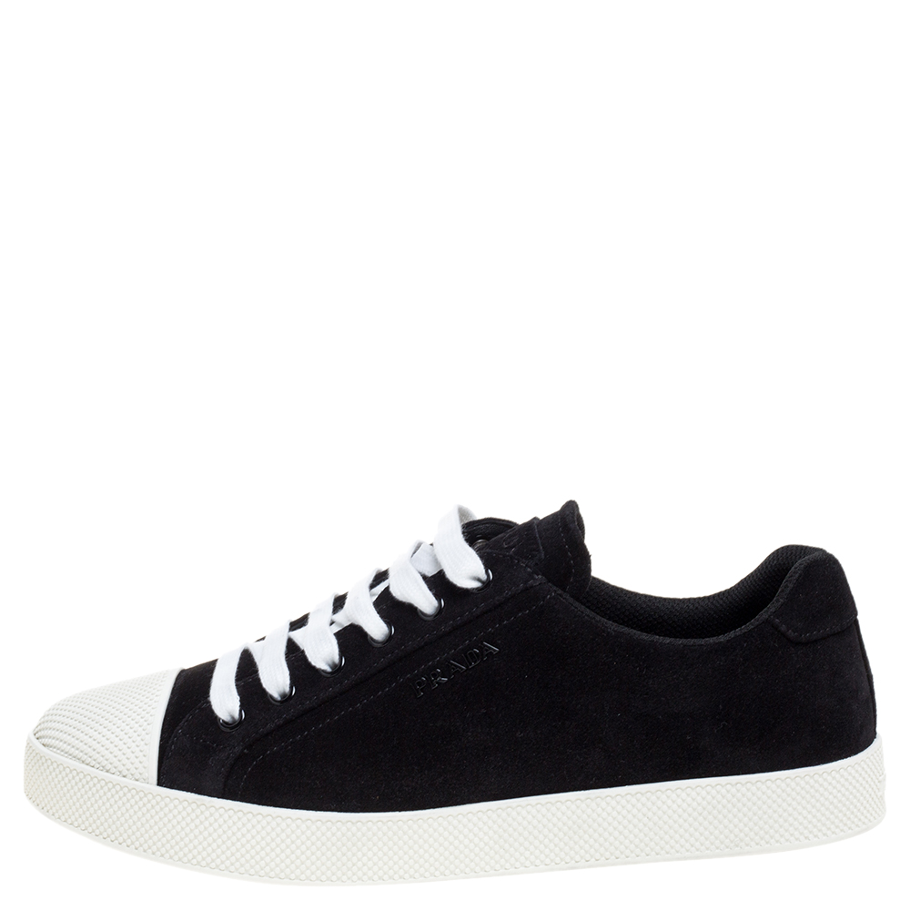

Prada Sports Black Suede Leather Low Top Sneakers Size