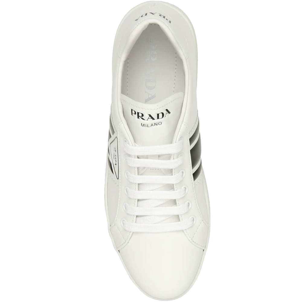 

Prada White/Black Triangular Logo Low-top Sneakers Size EU