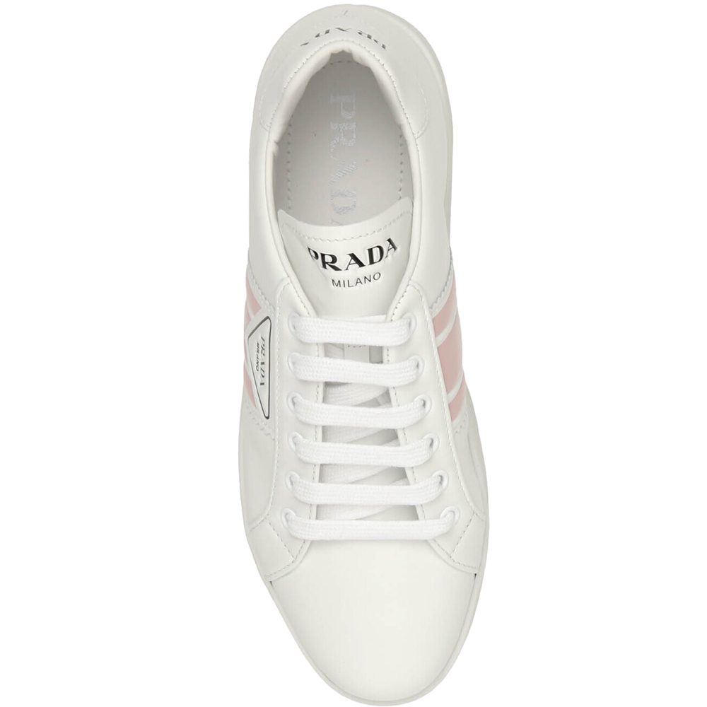 

Prada White/Pink Triangular Logo Low-top Sneakers Size EU