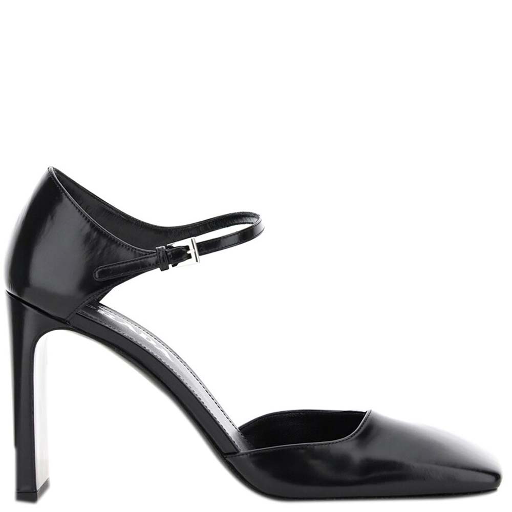 Click to view more detailed imagery on our partner's website Pre-owned Prada Black Square-toe Leather Mary Jane Pumps Size It 38