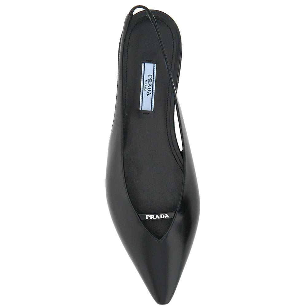 

Prada Black Leather Slingback Flats Size EU