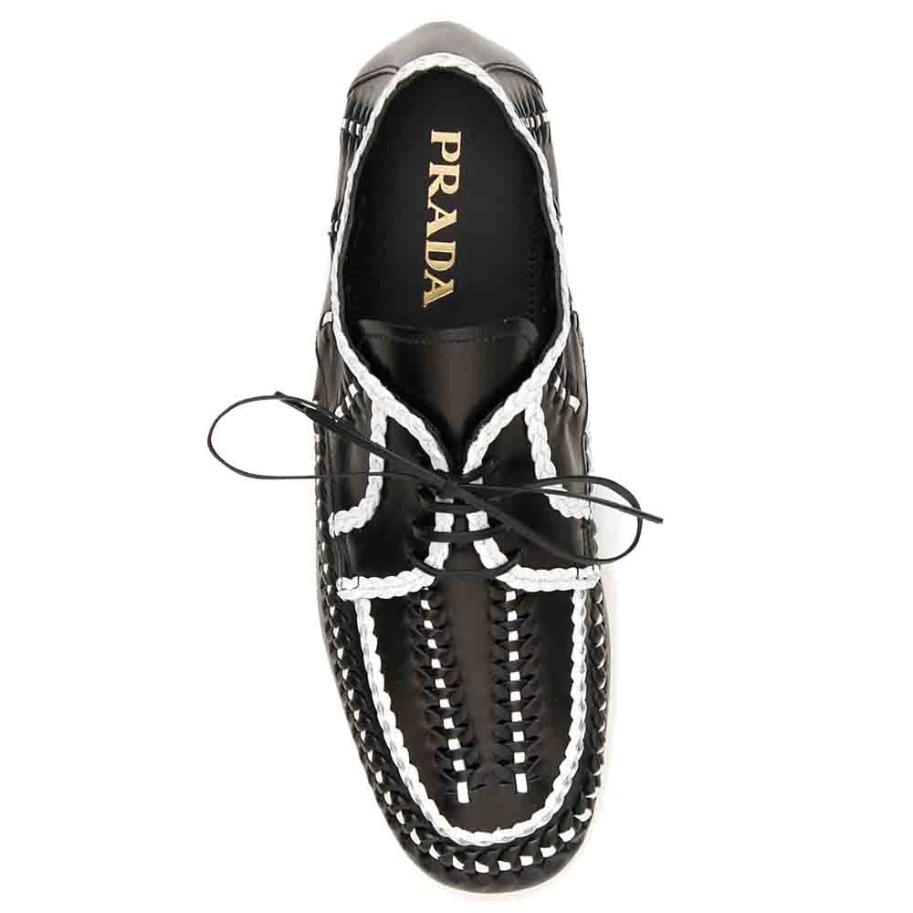 

Prada Black Woven Lace-Up Shoes Size IT